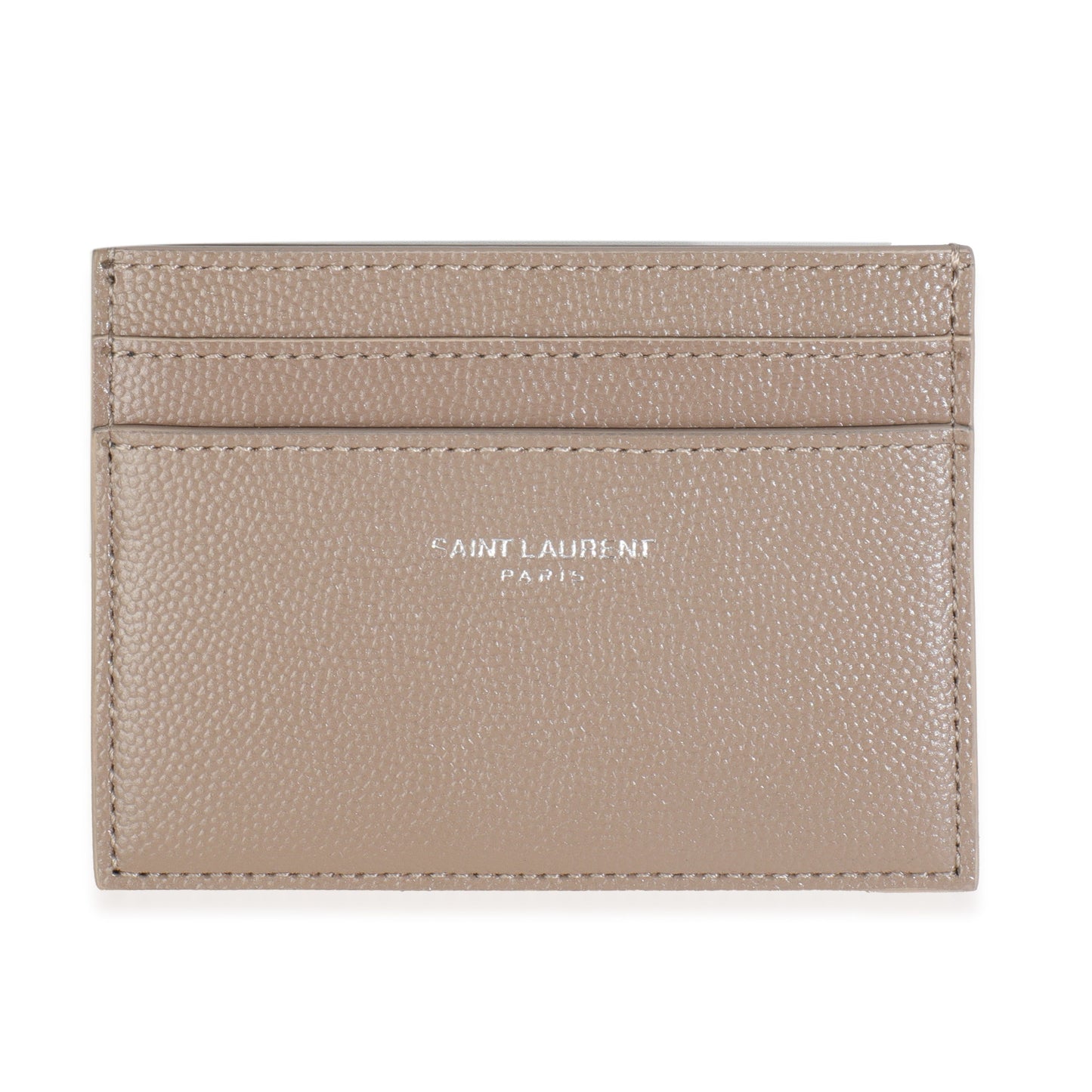Saint Laurent Taupe Grain De Poudre Credit Card Case