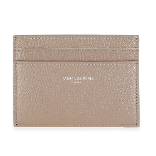 Saint Laurent Taupe Grain De Poudre Credit Card Case