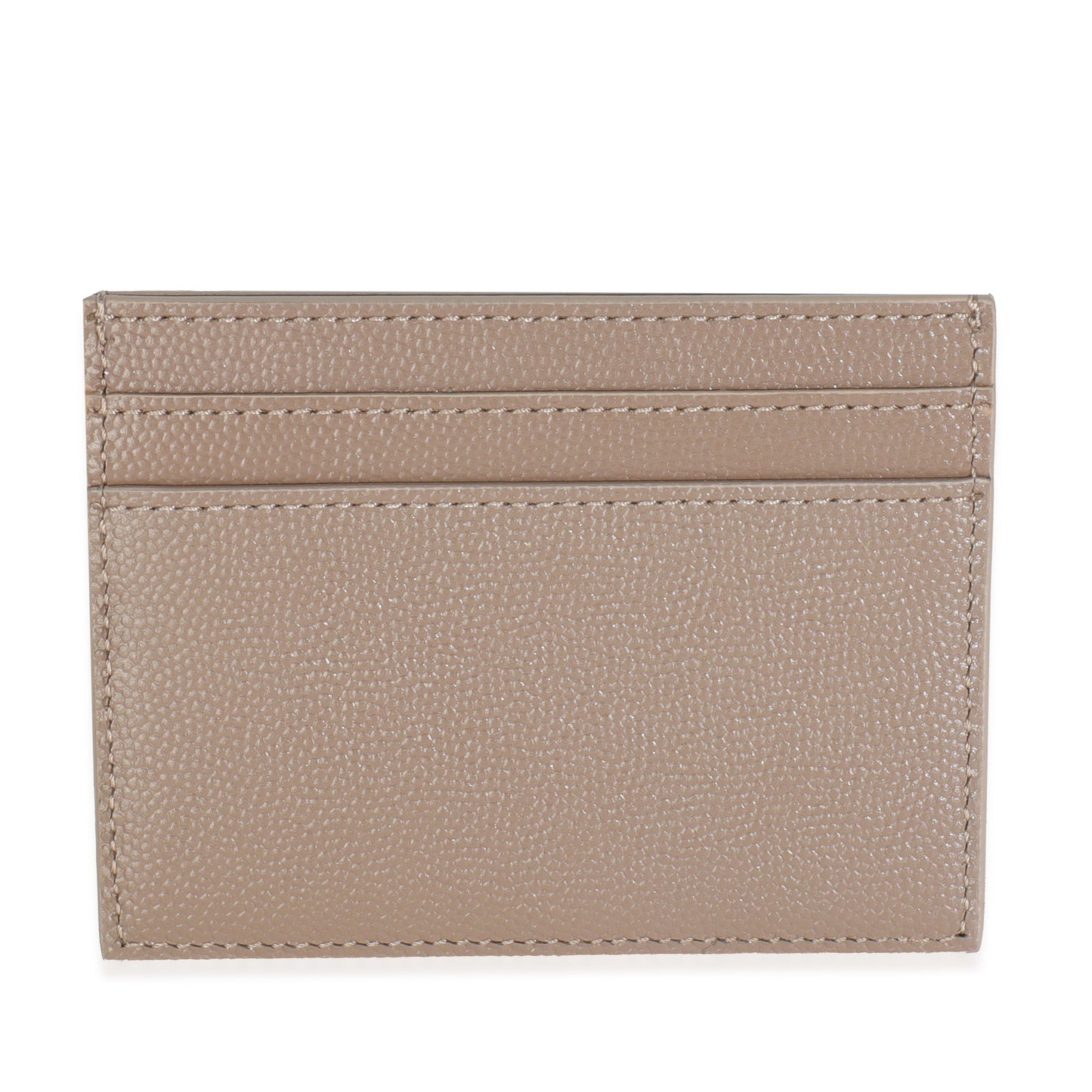 Saint Laurent Taupe Grain De Poudre Credit Card Case