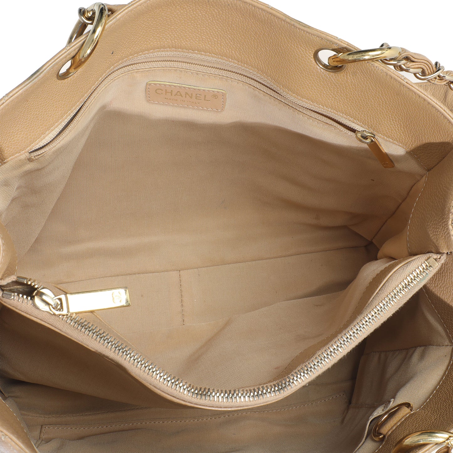 Chanel Beige Quilted Caviar Grand Shopping Tote