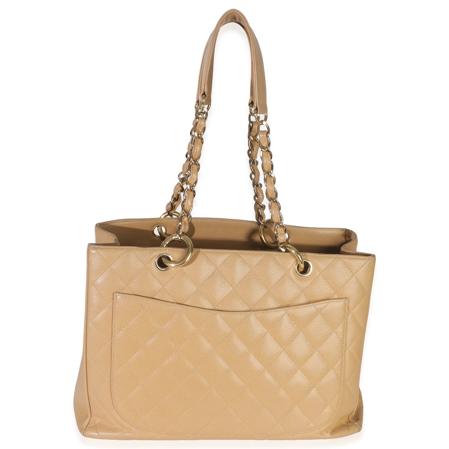 Chanel Beige Quilted Caviar Grand Shopping Tote