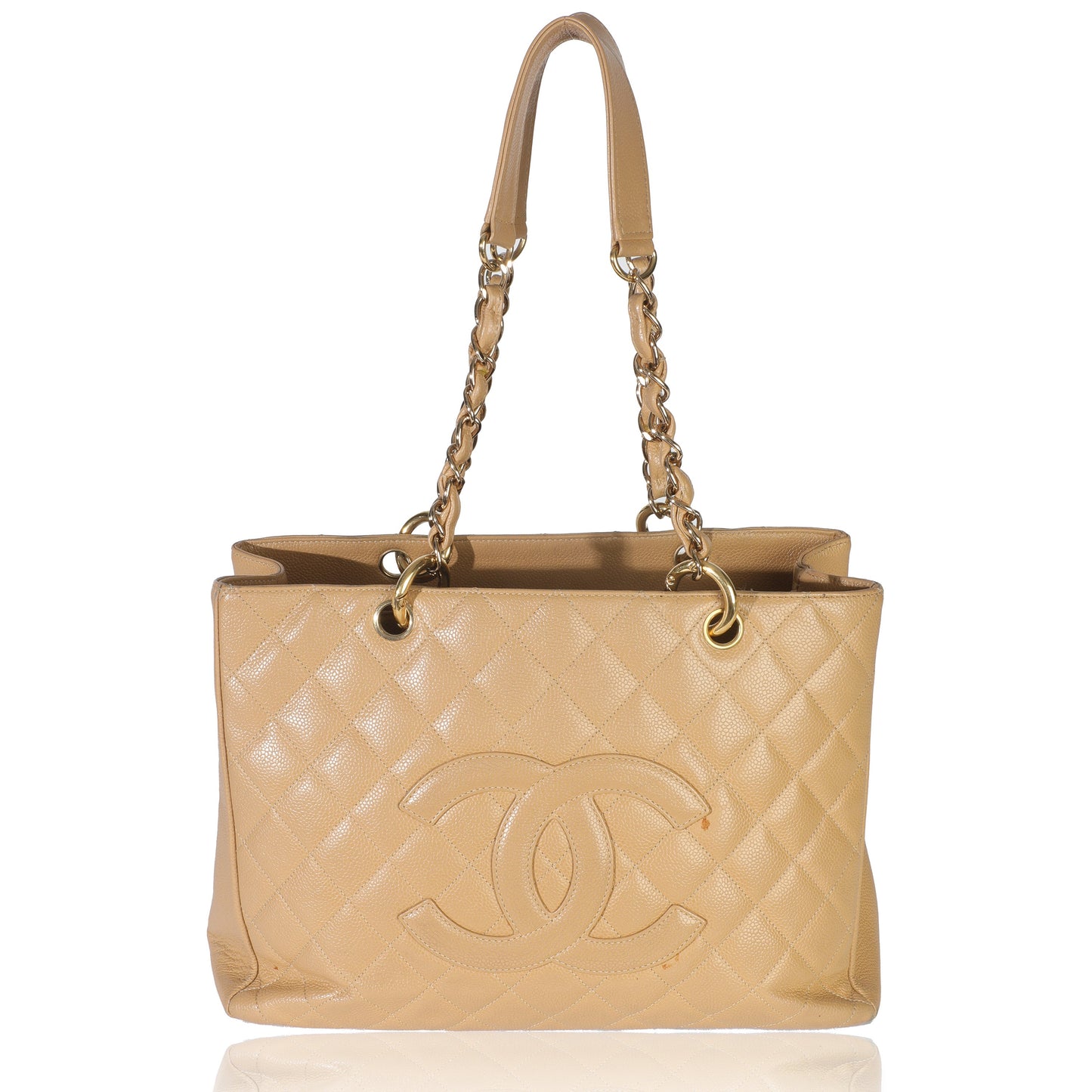 Chanel Beige Quilted Caviar Grand Shopping Tote