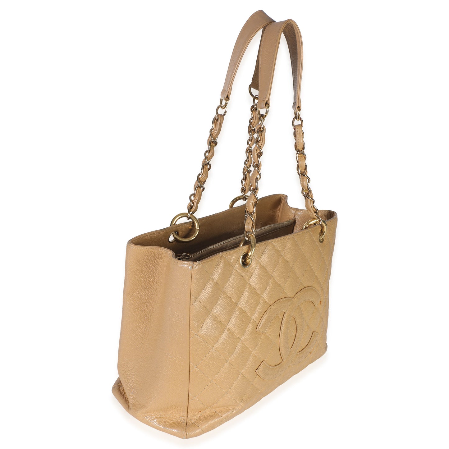 Chanel Beige Quilted Caviar Grand Shopping Tote
