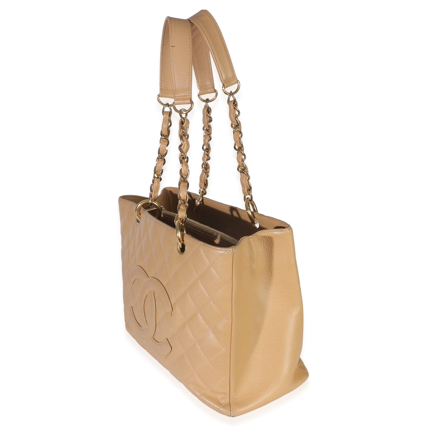 Chanel Beige Quilted Caviar Grand Shopping Tote