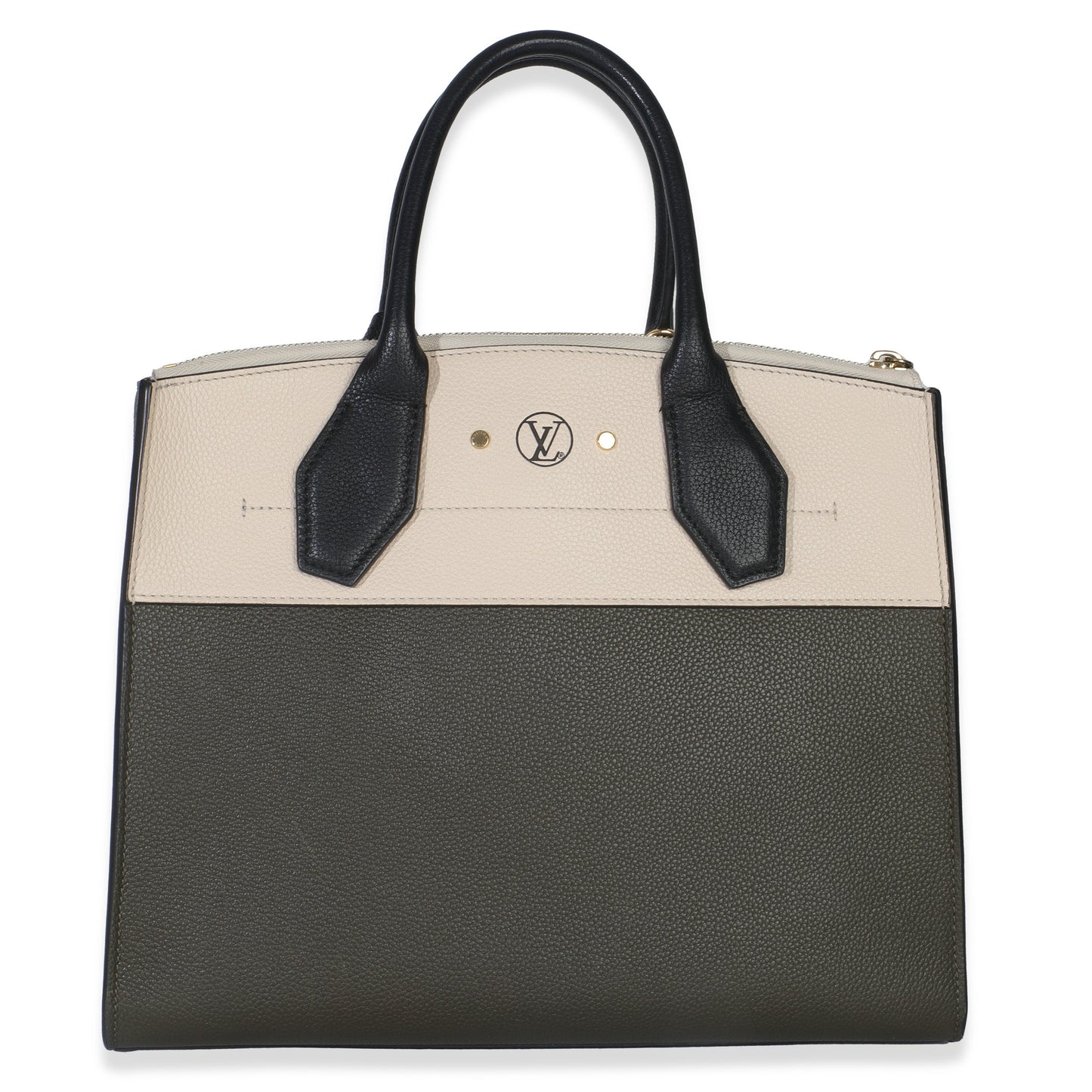 Louis Vuitton Kaki Creme Black Taurillon City Steamer MM
