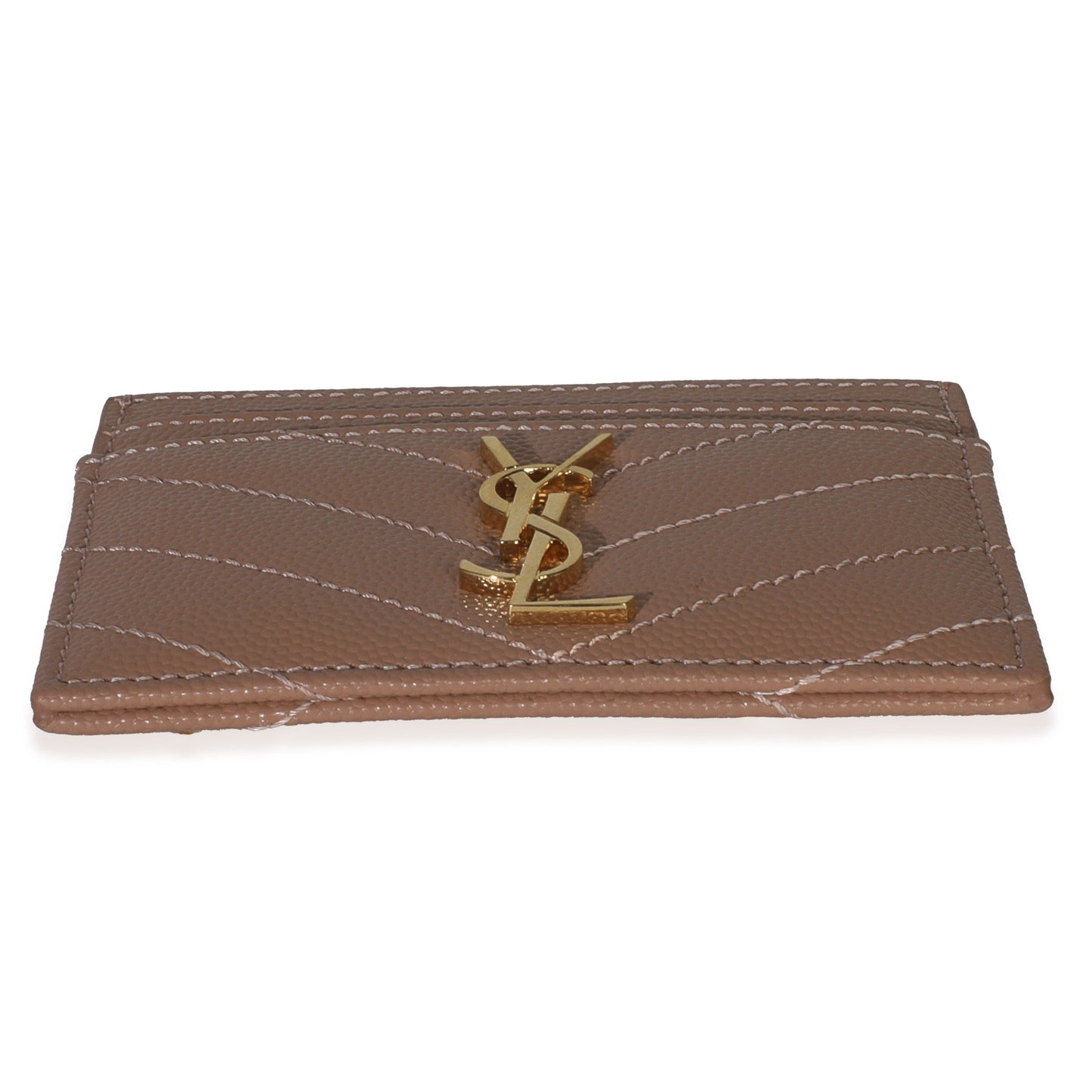 Saint Laurent Pale Pink Grain De Poudre Matelasse Cassandre Card Case