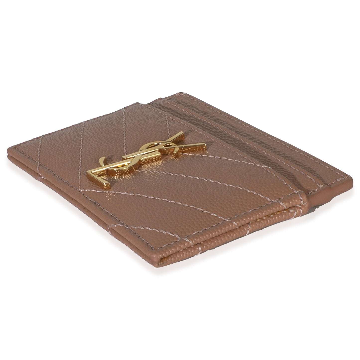Saint Laurent Pale Pink Grain De Poudre Matelasse Cassandre Card Case