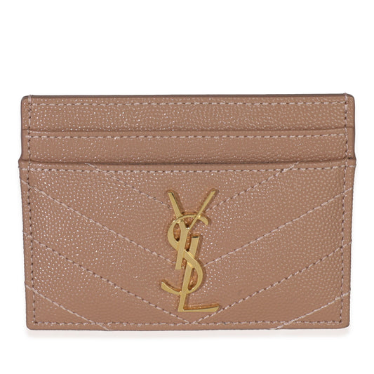 Saint Laurent Pale Pink Grain De Poudre Matelasse Cassandre Card Case