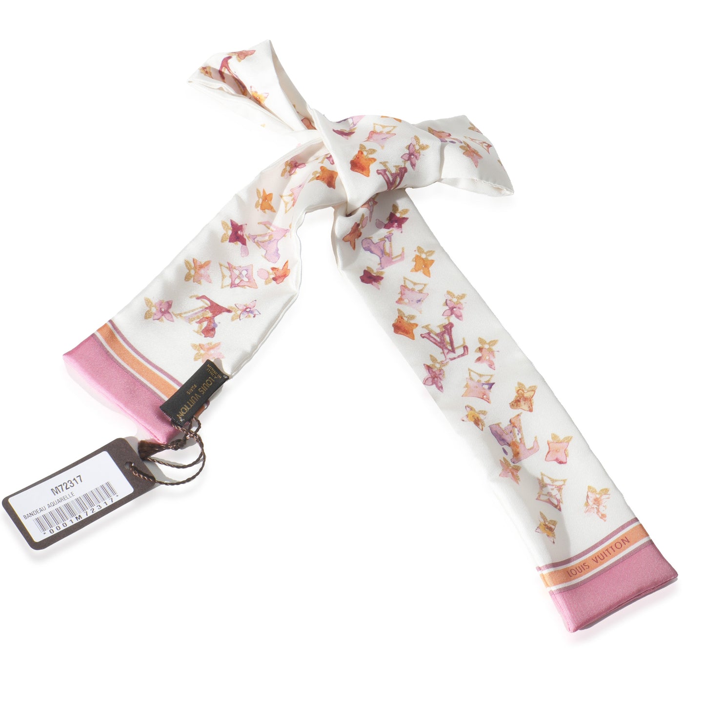 Louis Vuitton Pink Silk Aquarelle Bandeau Scarf