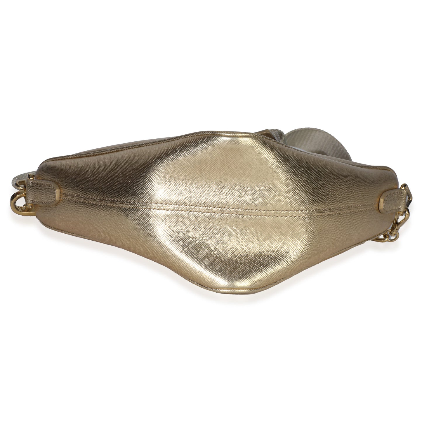 Prada Platino Gold Saffiano Lux Triangle Shoulder Bag