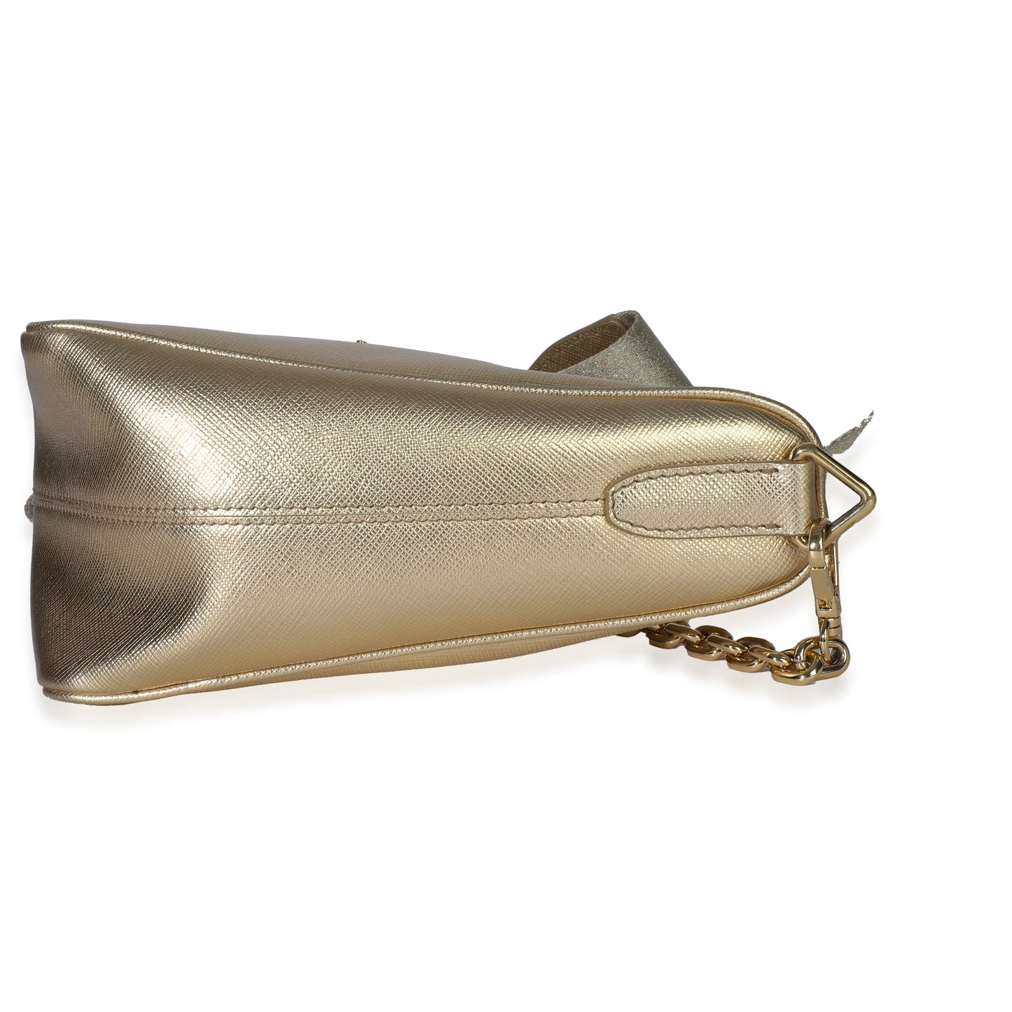 Prada Platino Gold Saffiano Lux Triangle Shoulder Bag