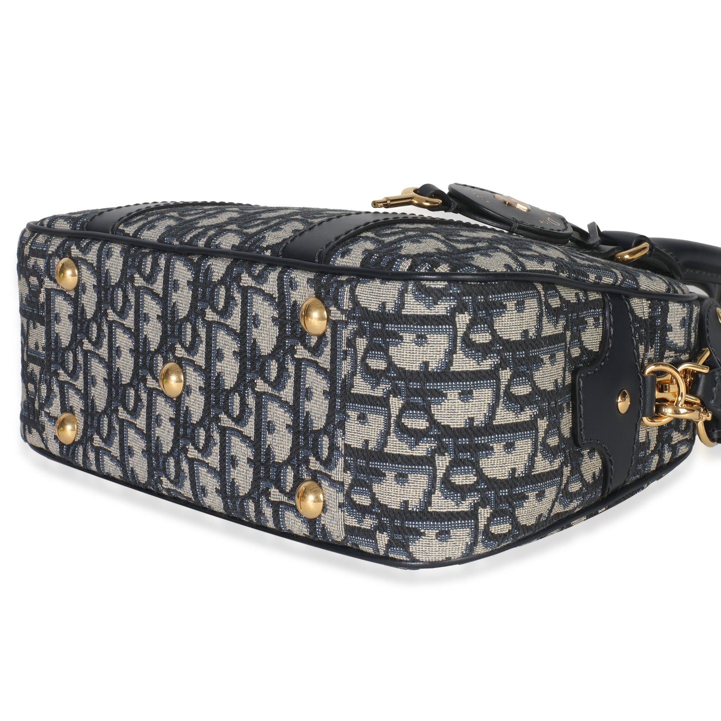 Dior Navy Oblique Canvas Small D Vibe Bowling Bag