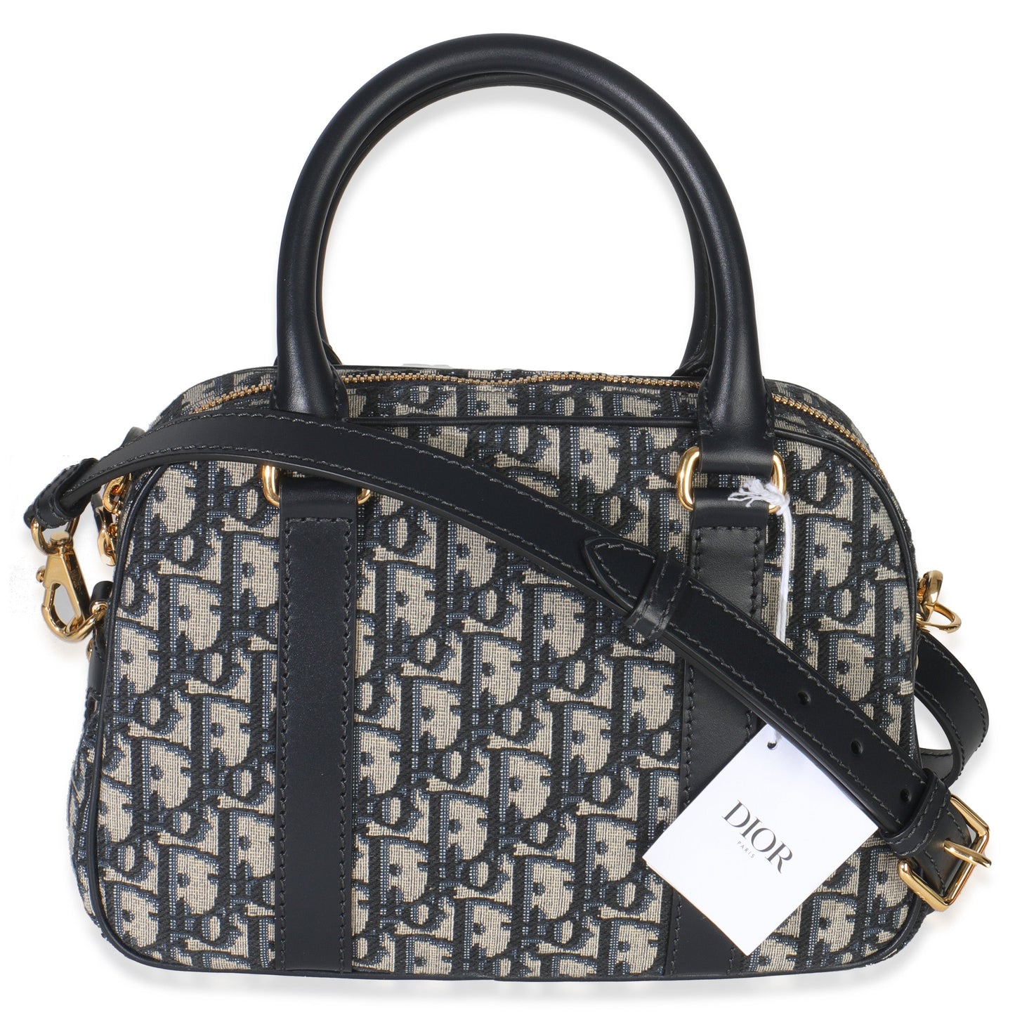 Dior Navy Oblique Canvas Small D Vibe Bowling Bag