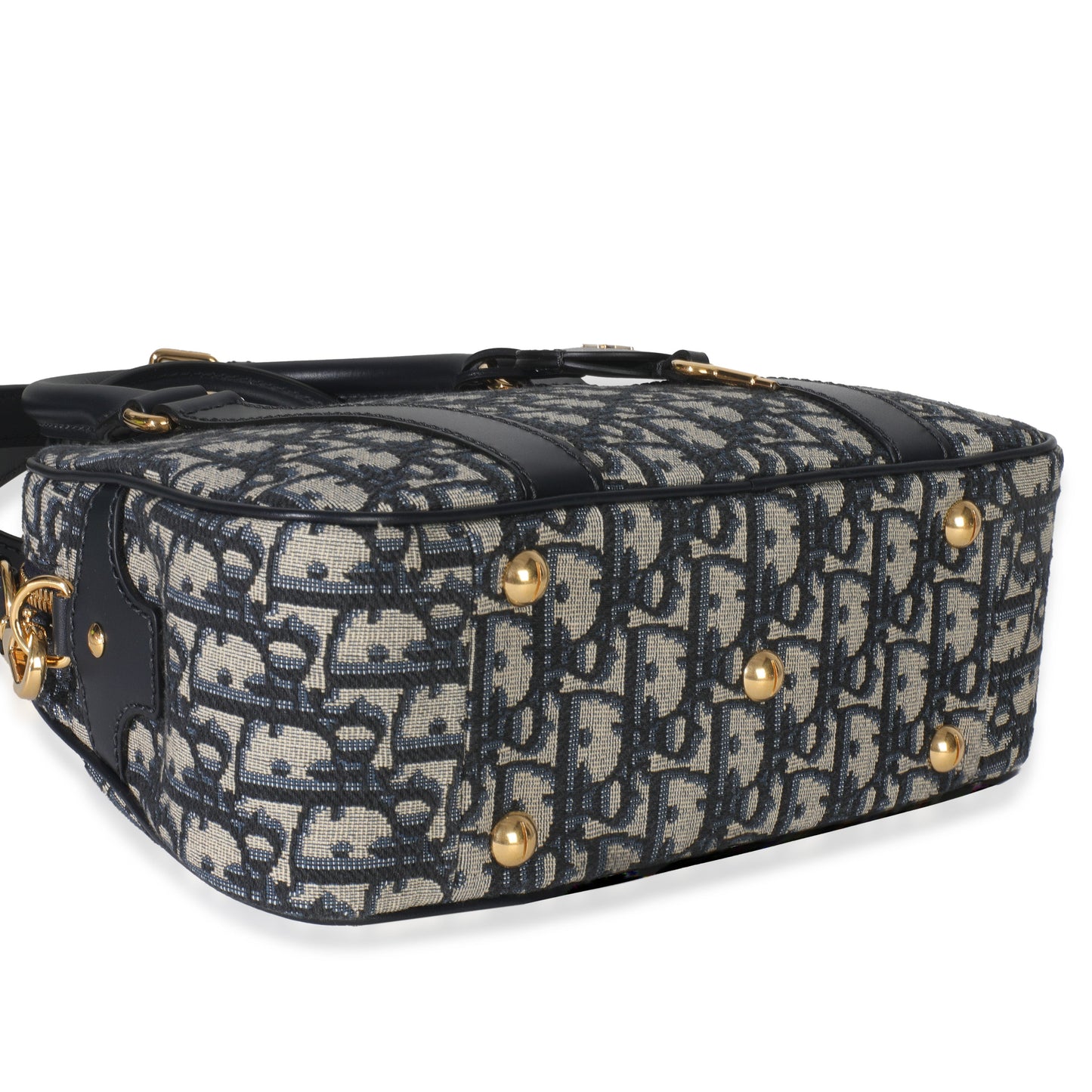 Dior Navy Oblique Canvas Small D Vibe Bowling Bag