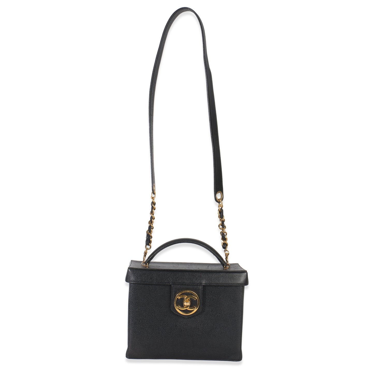 Chanel 24K Vintage Black Caviar Vanity Box Train Case