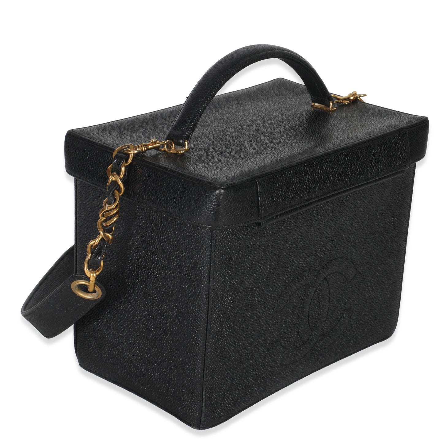 Chanel 24K Vintage Black Caviar Vanity Box Train Case