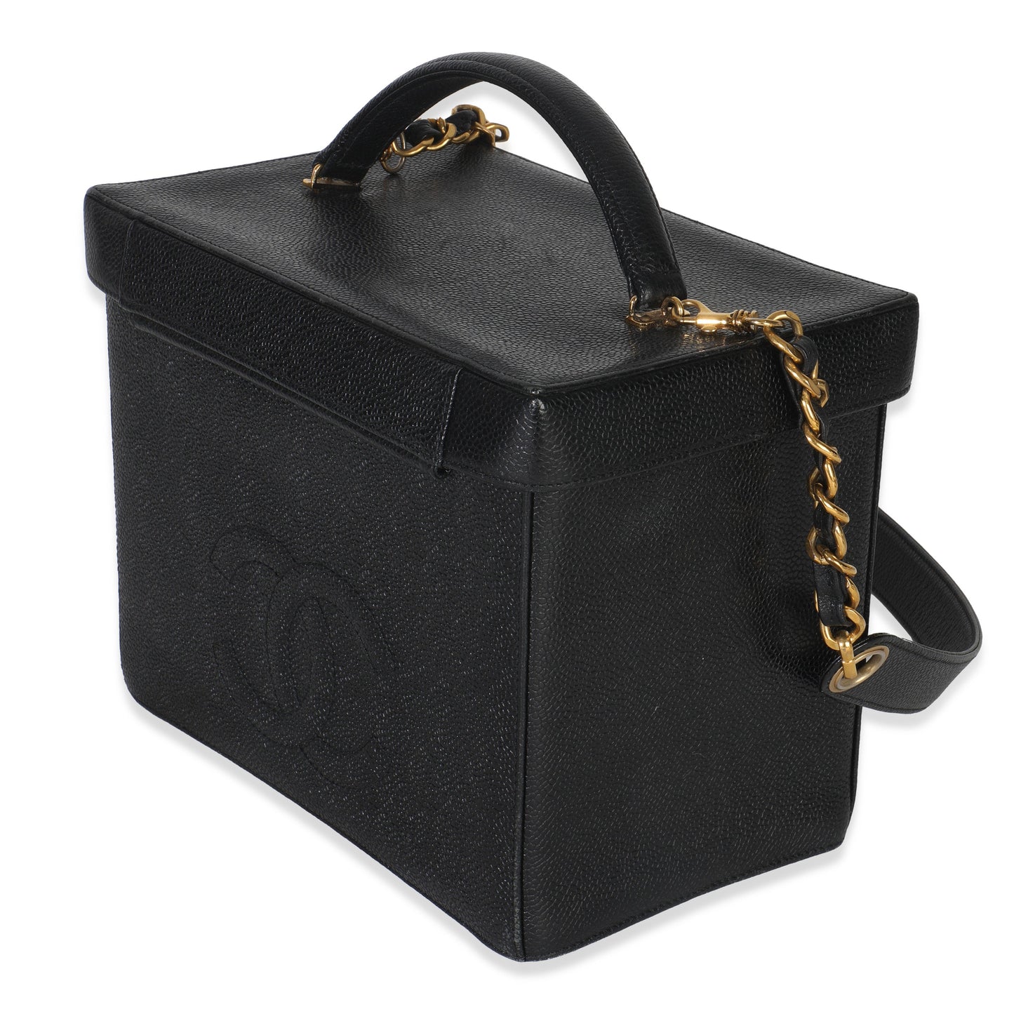 Chanel 24K Vintage Black Caviar Vanity Box Train Case