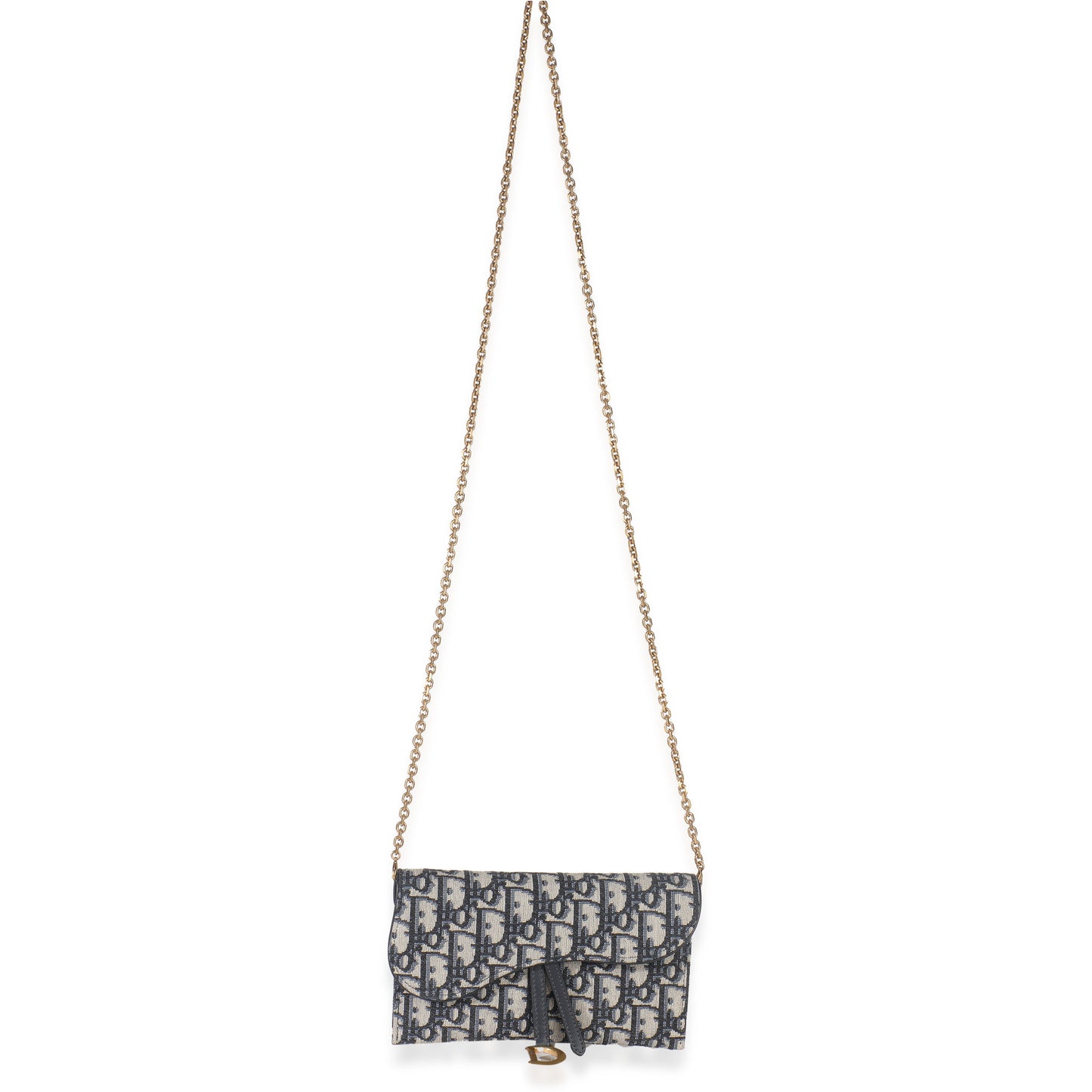 Dior Blue Oblique Canvas Saddle Chain Pouch