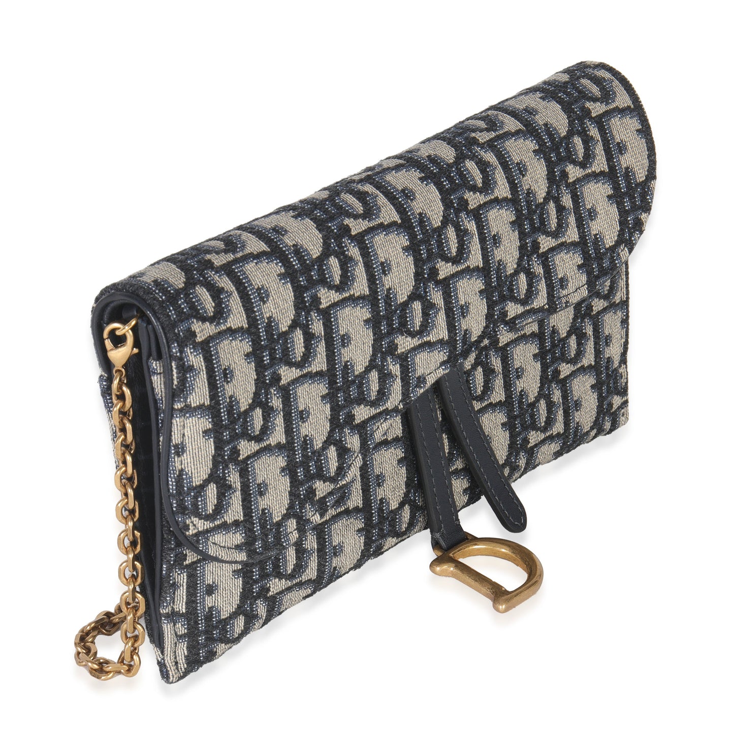 Dior Blue Oblique Canvas Saddle Chain Pouch