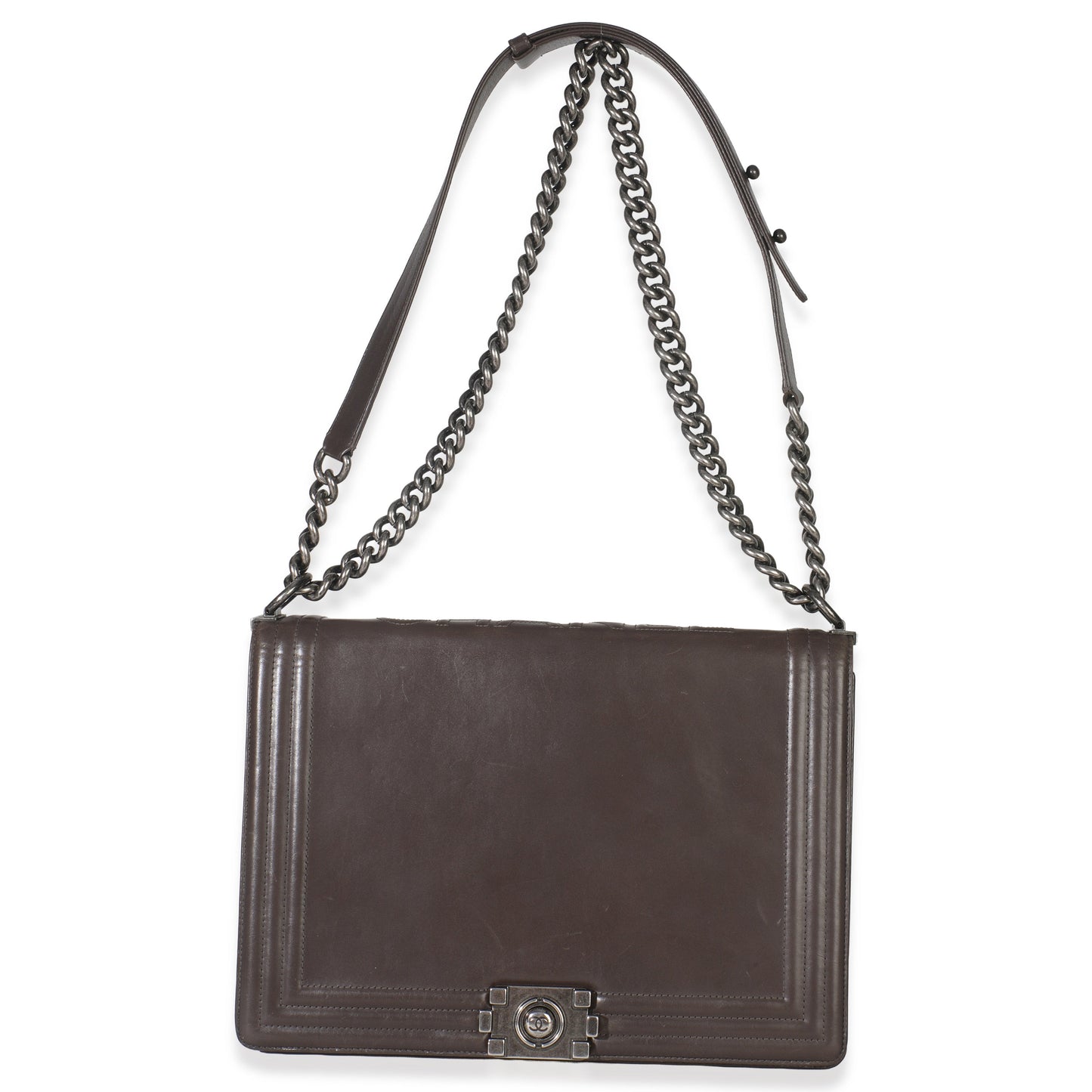 Chanel Dark Grey Smooth Calfskin XL Reverso Boy Bag