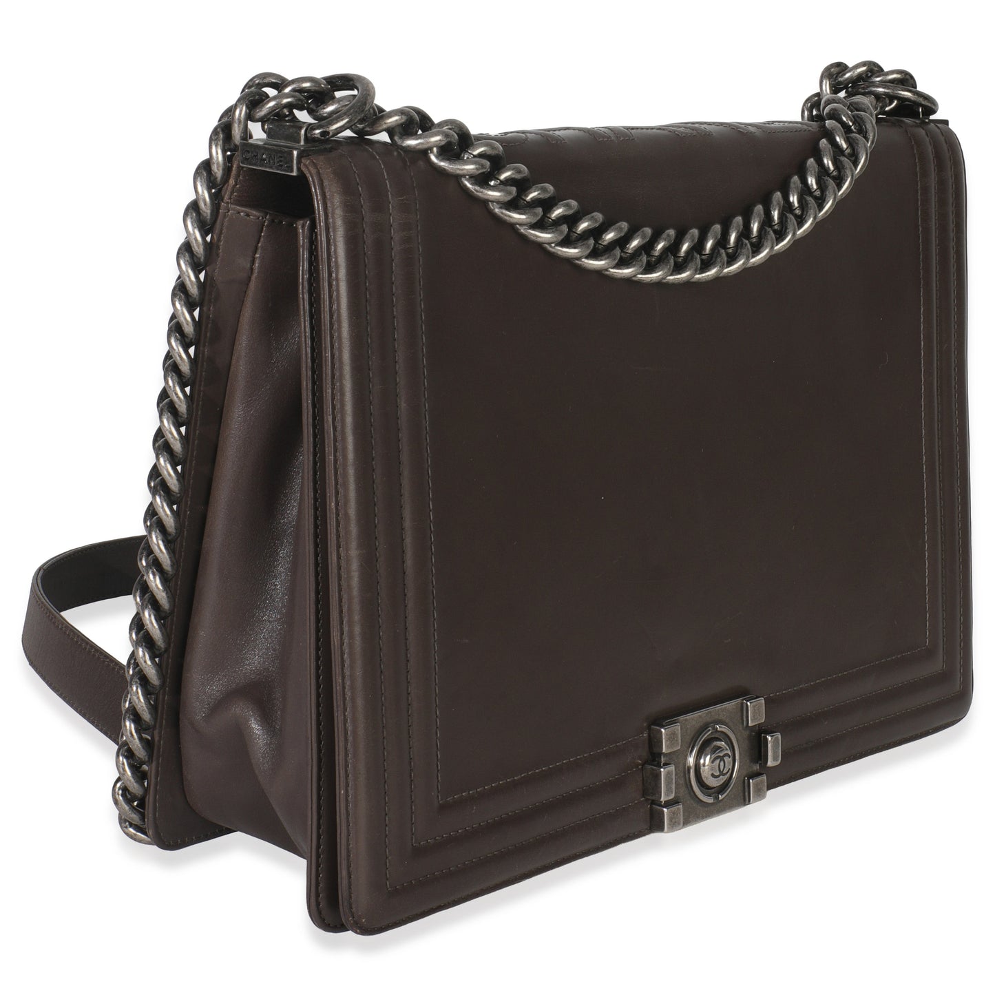 Chanel Dark Grey Smooth Calfskin XL Reverso Boy Bag
