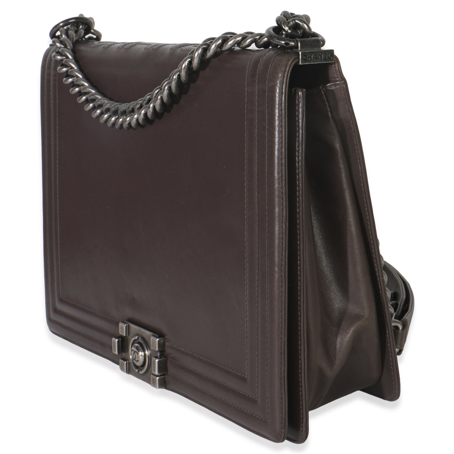 Chanel Dark Grey Smooth Calfskin XL Reverso Boy Bag