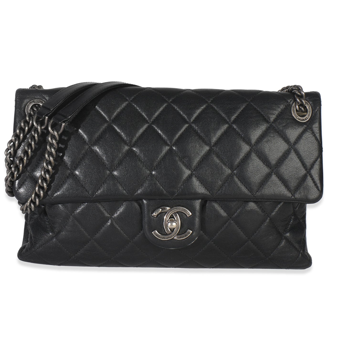Chanel Black Quilted Calfskin Medium Burgundy Rocks Flap Bag