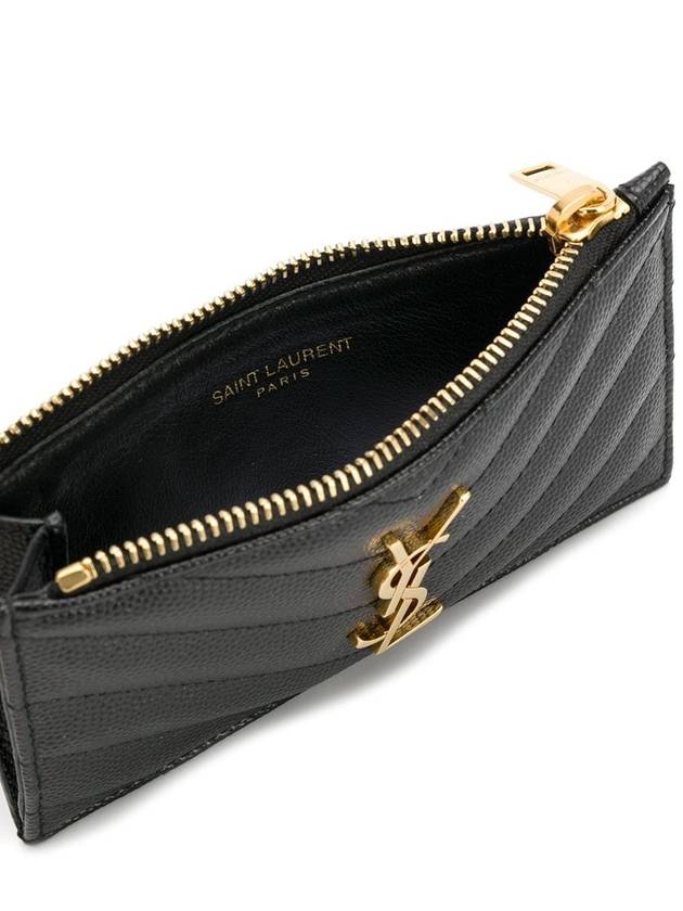 Luxury Saint Laurent Trending 2025 Monogram Fragment Zipper Card Wallet Black