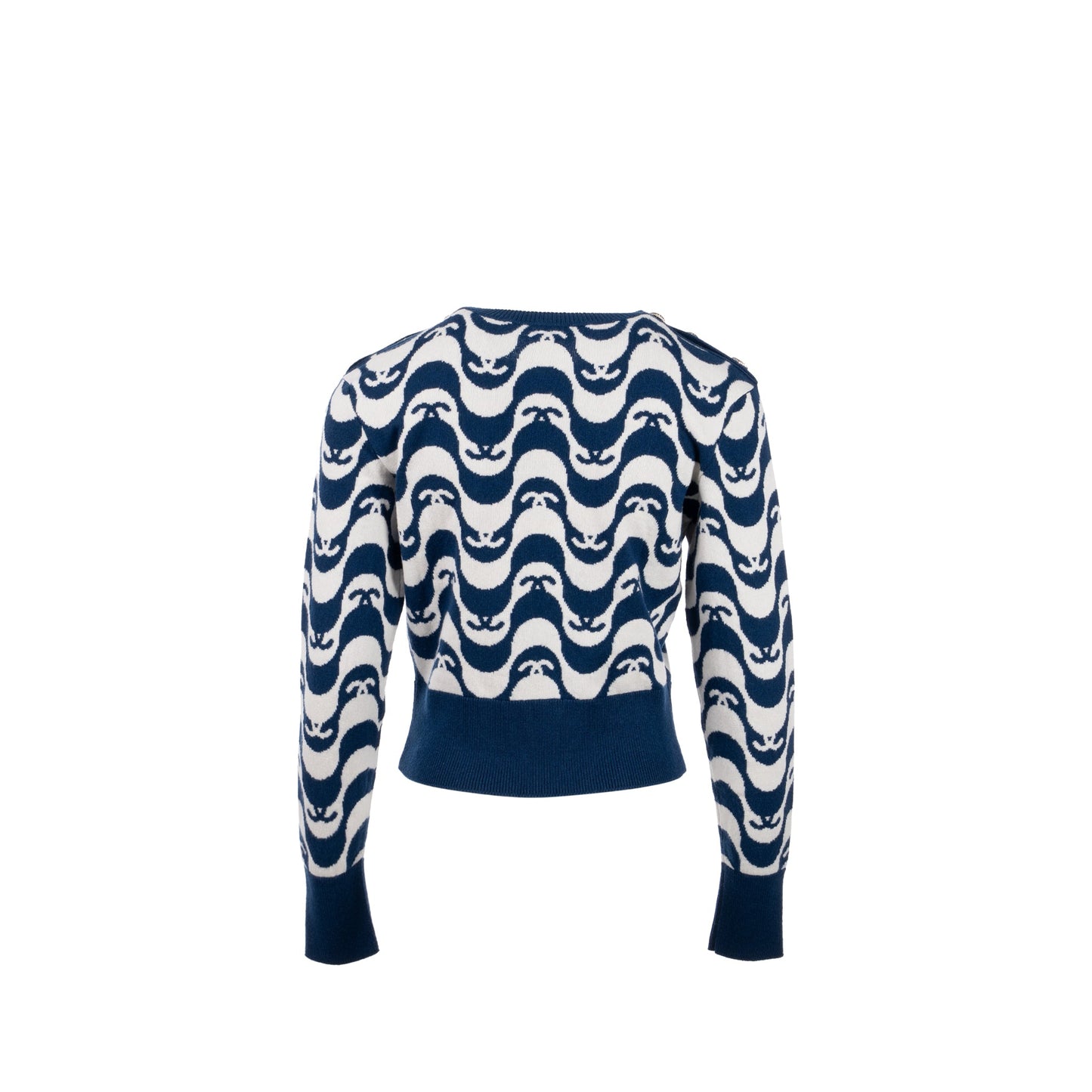 Chanel size 34 cashmere sweater blue/white