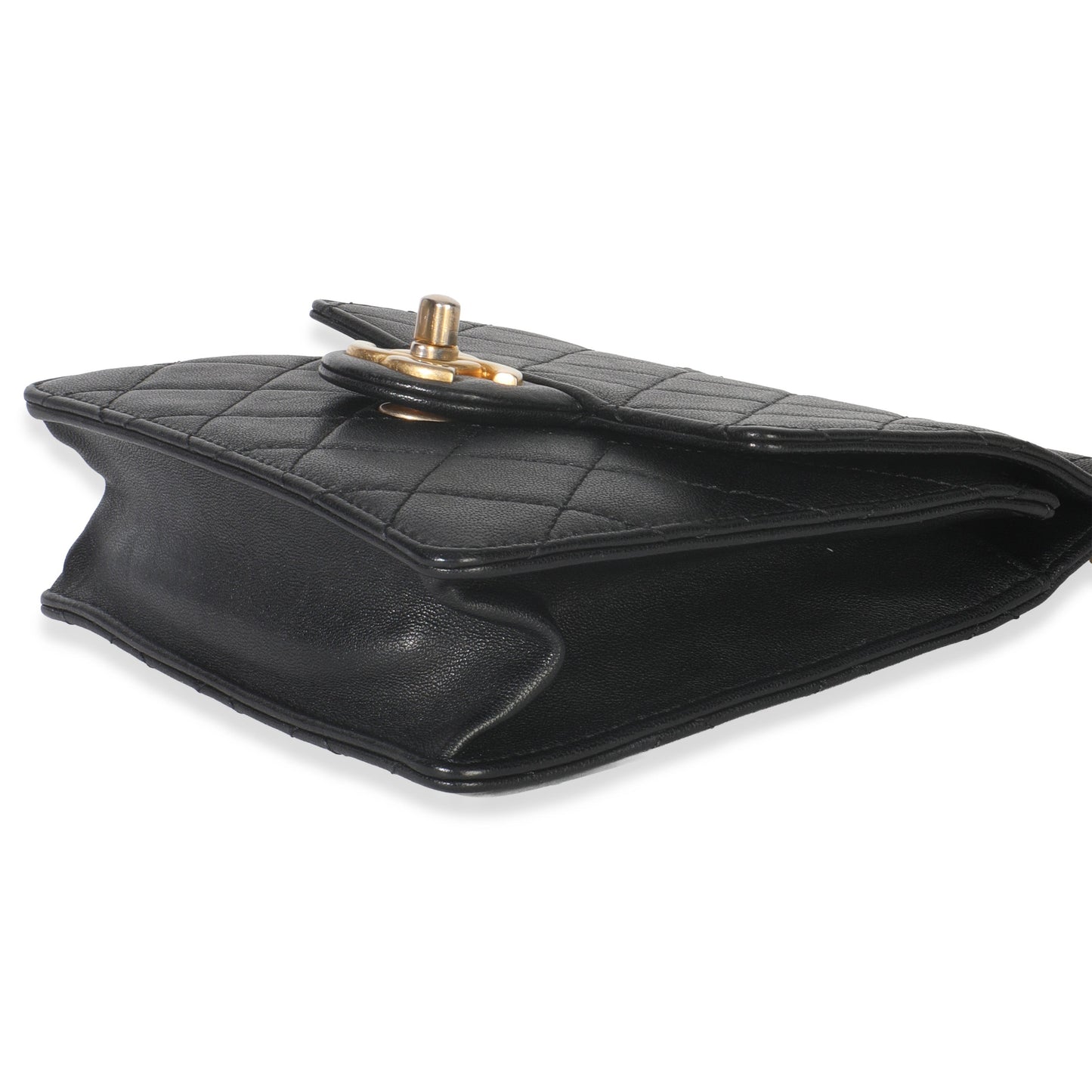 Chanel Black Quilted Goatskin Vertical Chic Pearls Flap Bag