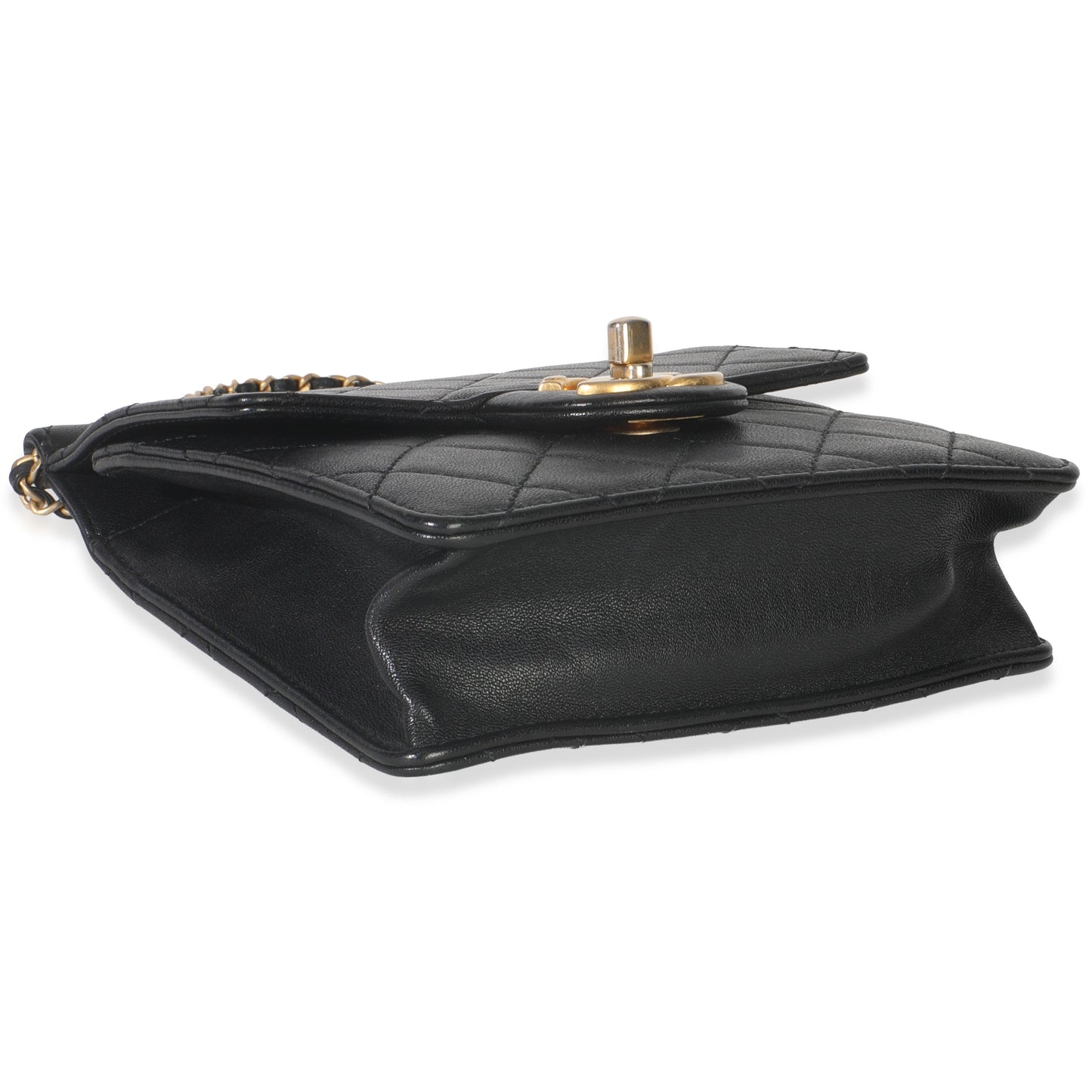 Chanel Black Quilted Goatskin Vertical Chic Pearls Flap Bag