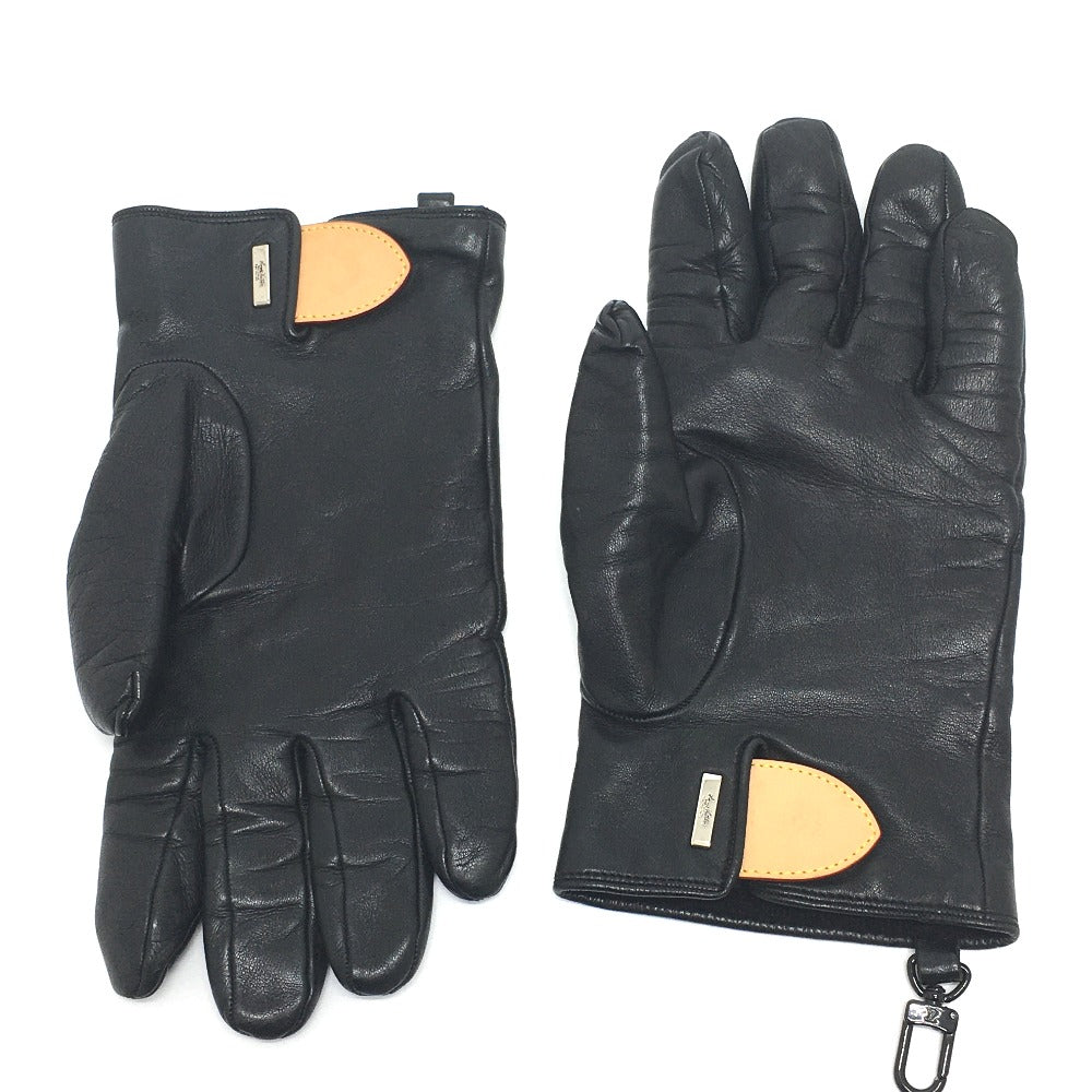 LOUIS VUITTON Glove MP2429 Cashmere, Leather black Gon LV staples Edition Women 9