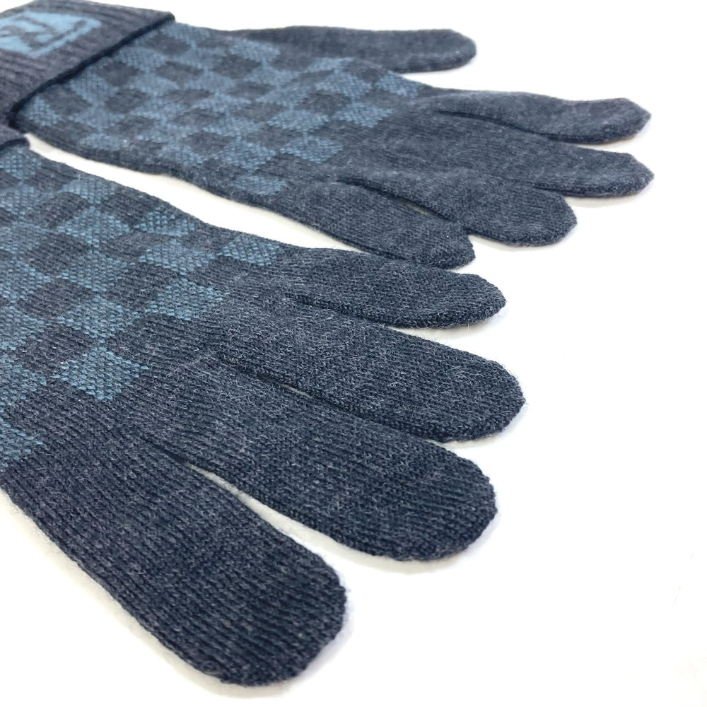LOUIS VUITTON gloves wool gray Gon Petit Damier mens