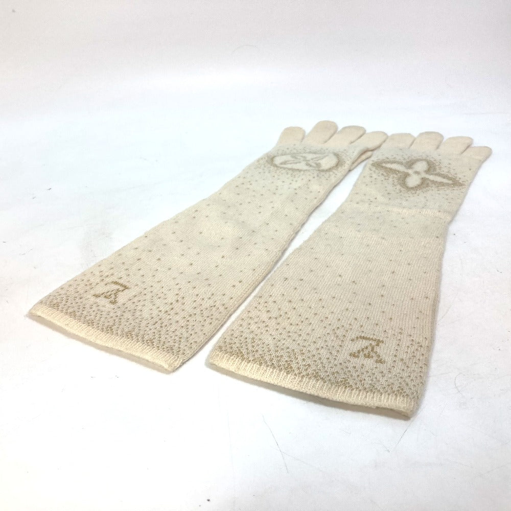 LOUIS VUITTON Glove Cashmere, Acetate Ivorytype logo Gonpoliana glitter LV Women 22âÆâï¿½