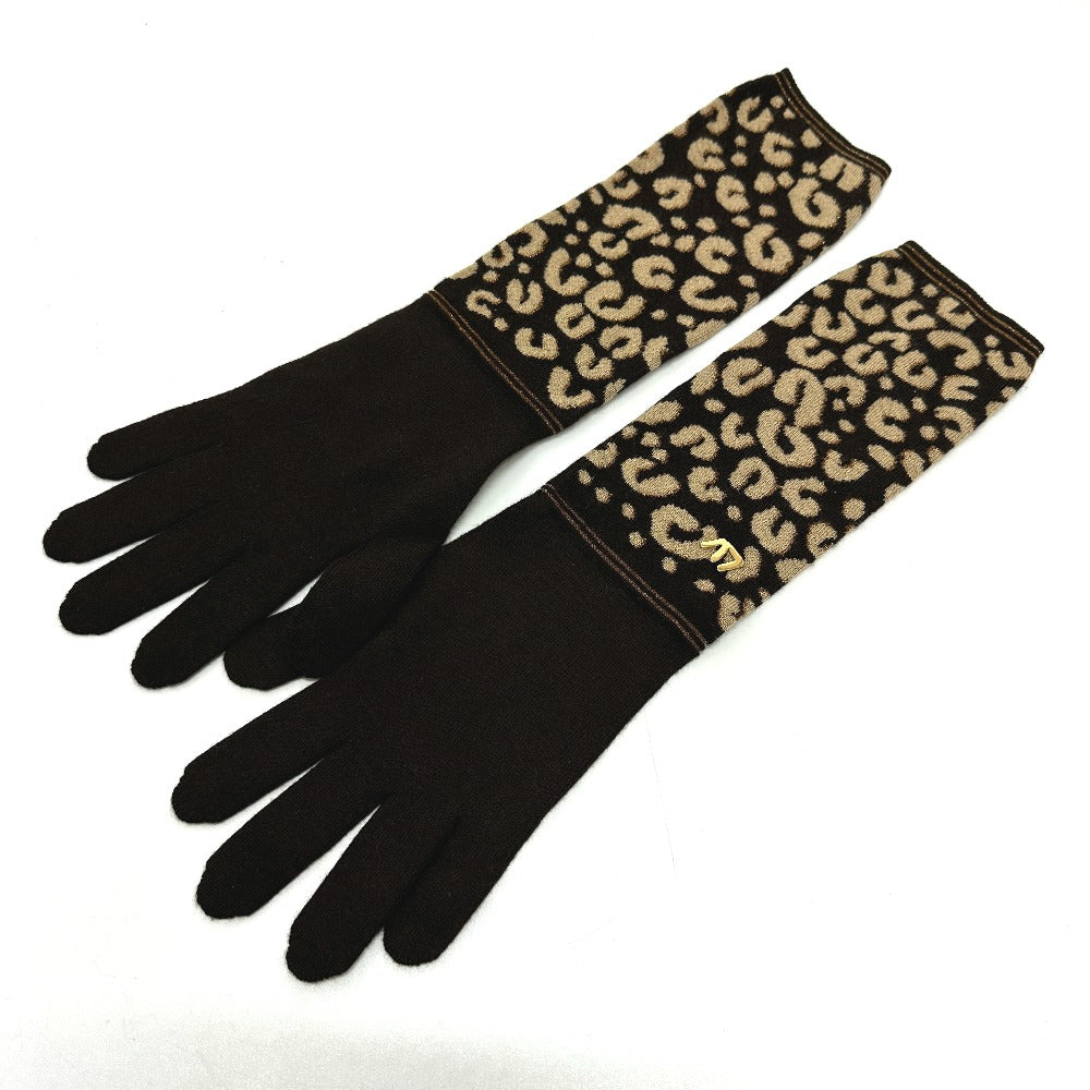 LOUIS VUITTON Glove M58347 Cashmere, Silk Brown LV glitter gommail leopard leopard print leopard Women