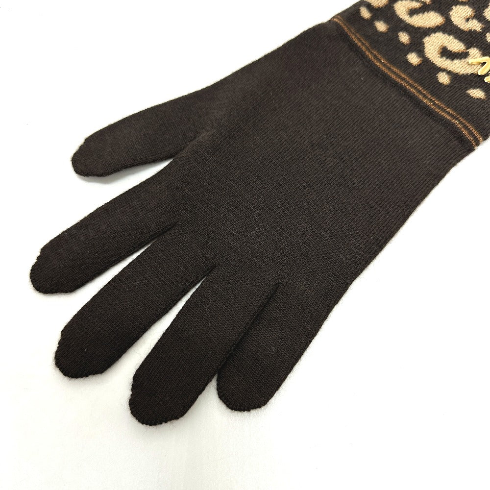 LOUIS VUITTON Glove M58347 Cashmere, Silk Brown LV glitter gommail leopard leopard print leopard Women