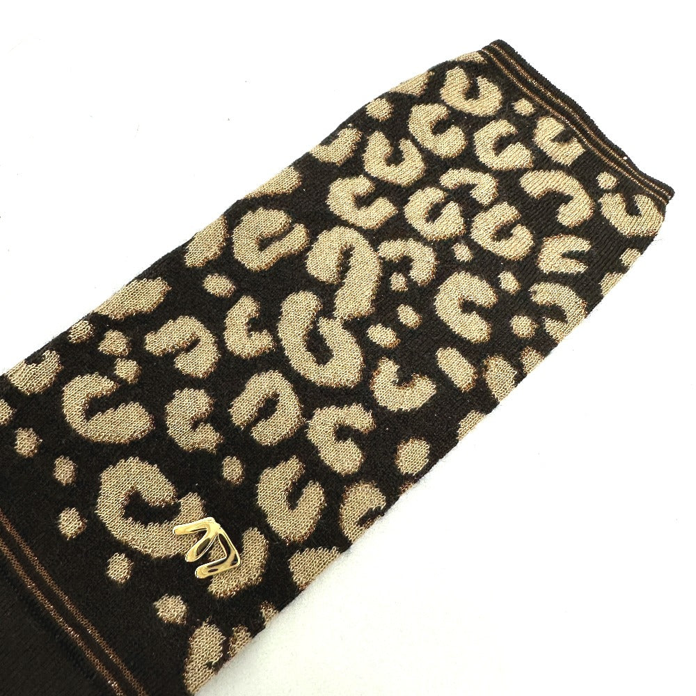 LOUIS VUITTON Glove M58347 Cashmere, Silk Brown LV glitter gommail leopard leopard print leopard Women