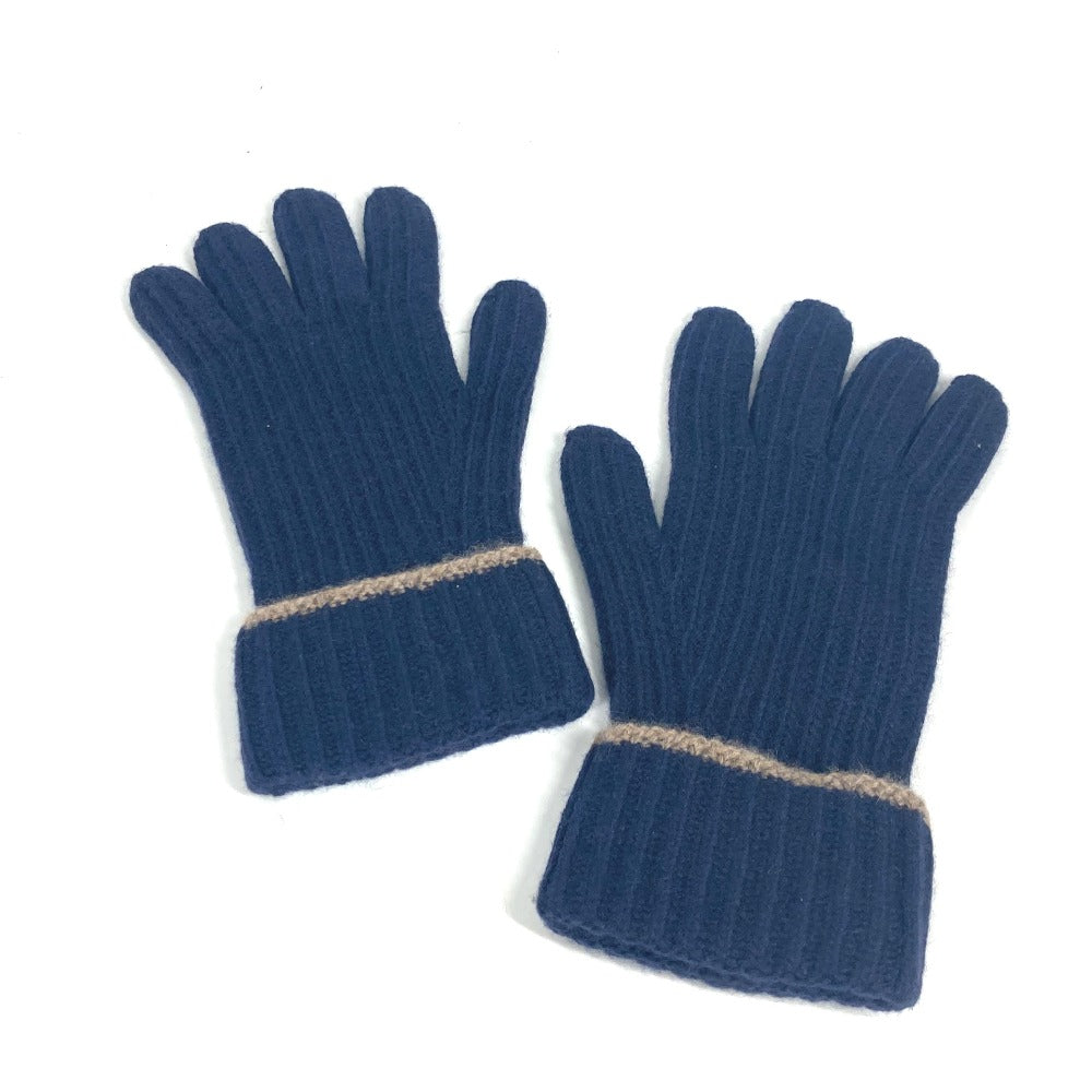 LOUIS VUITTON gloves cashmere Navy logo patch mens