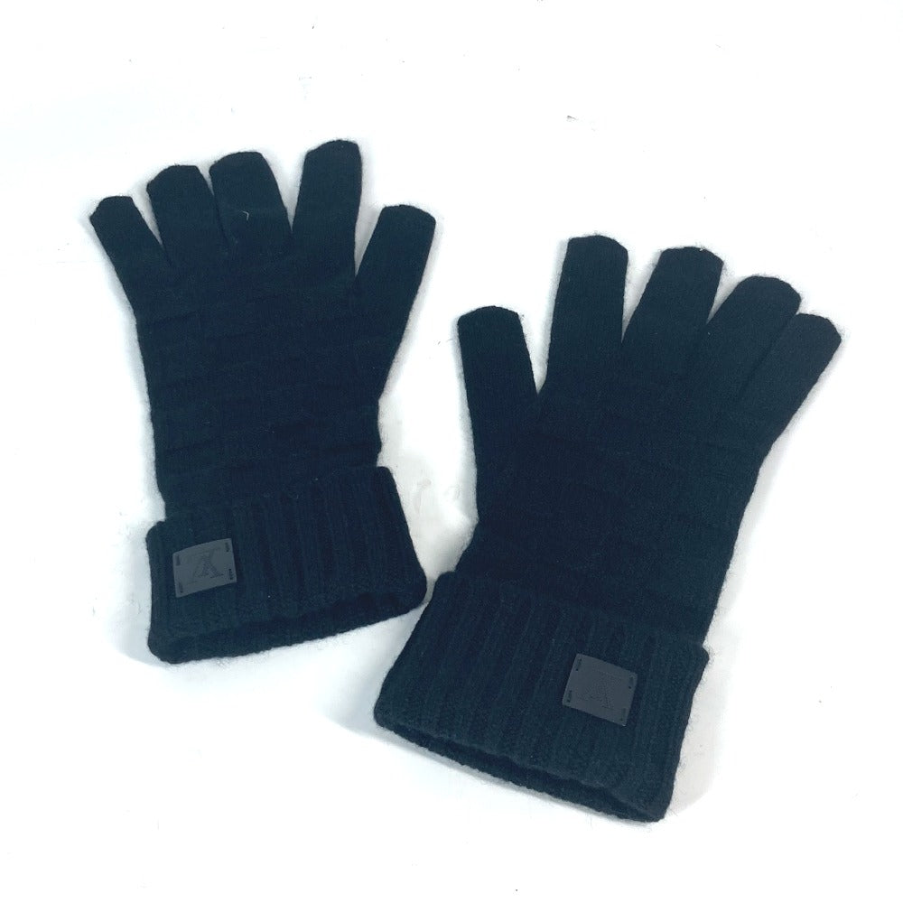 LOUIS VUITTON gloves M72682 cashmere black Leather Patch Leather Tag Gon Helsinki Damier mens