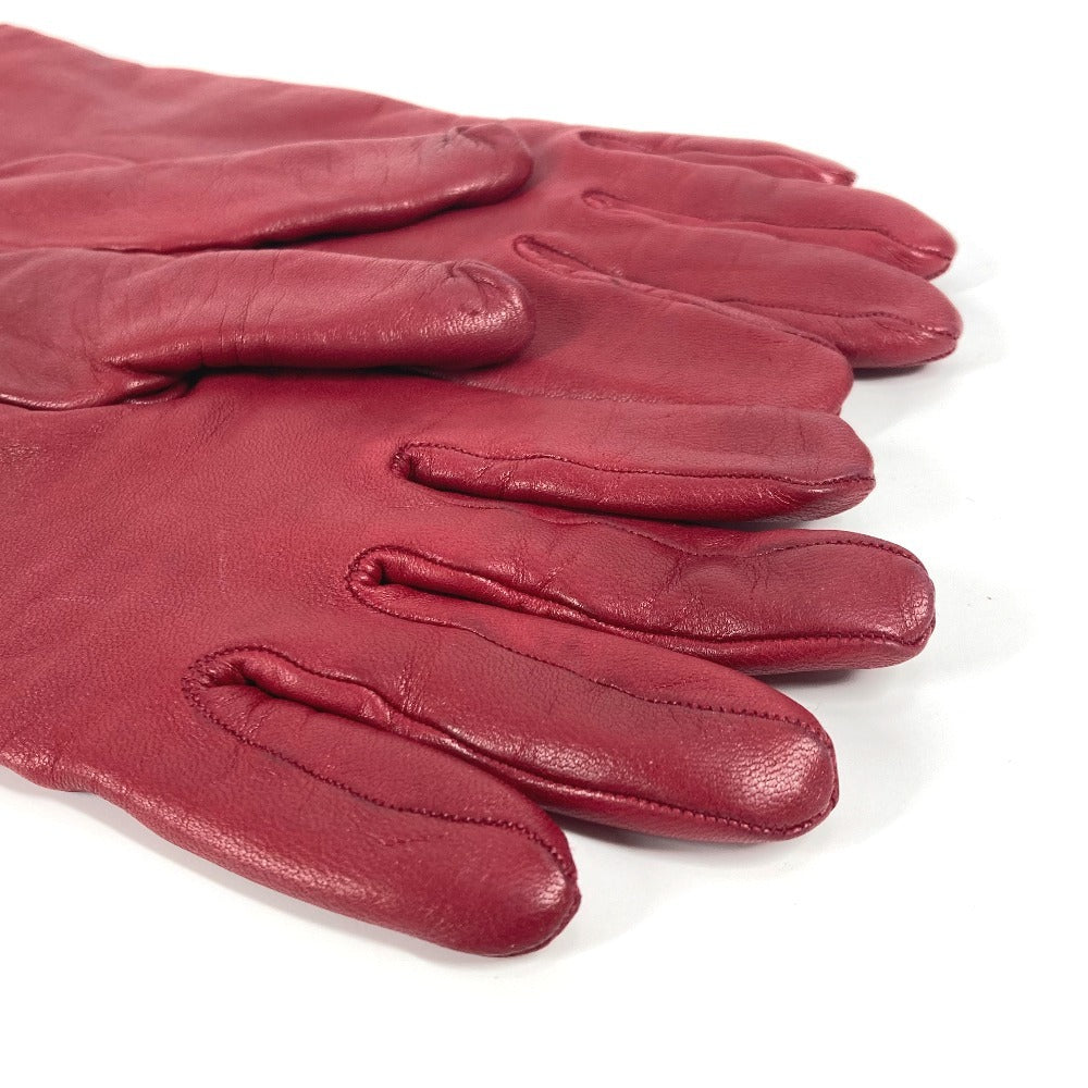 LOUIS VUITTON gloves M75864 leather Red V logo Women