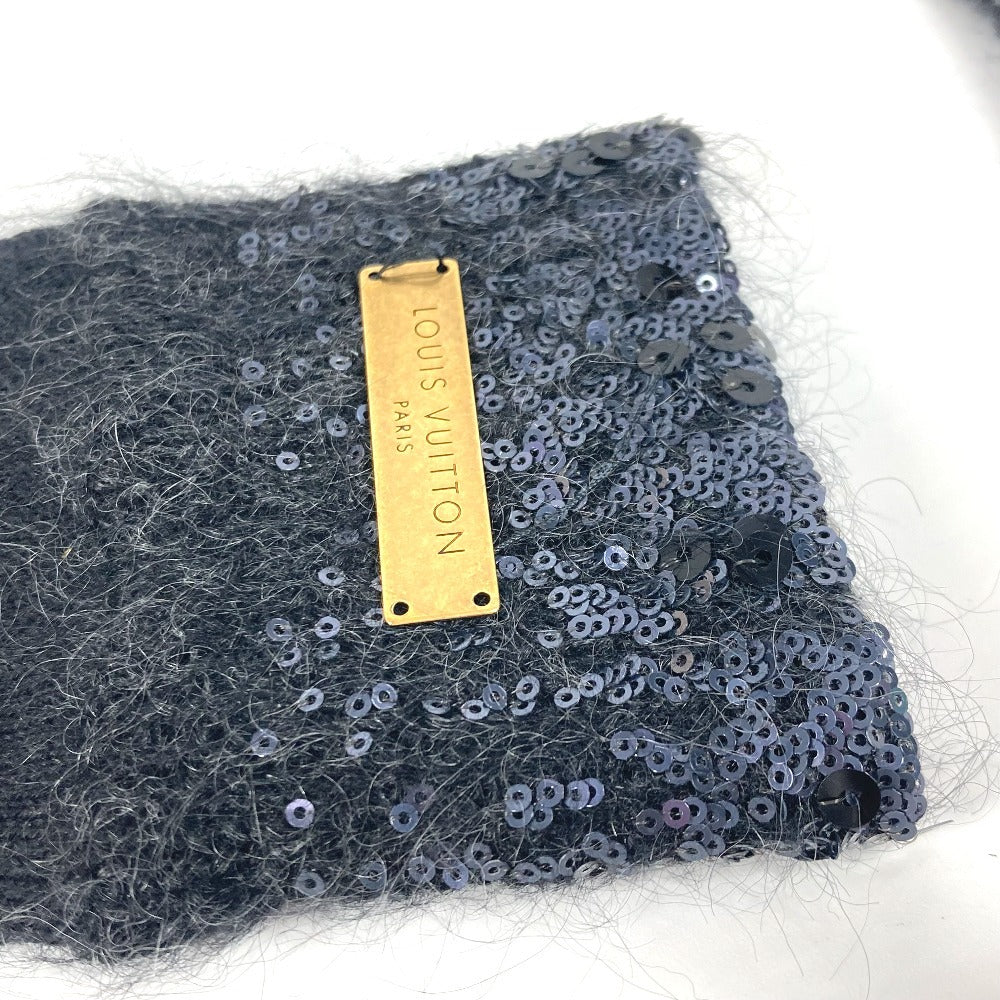 LOUIS VUITTON gloves Wool, Mohair gray Metal plate Sequin logo Women