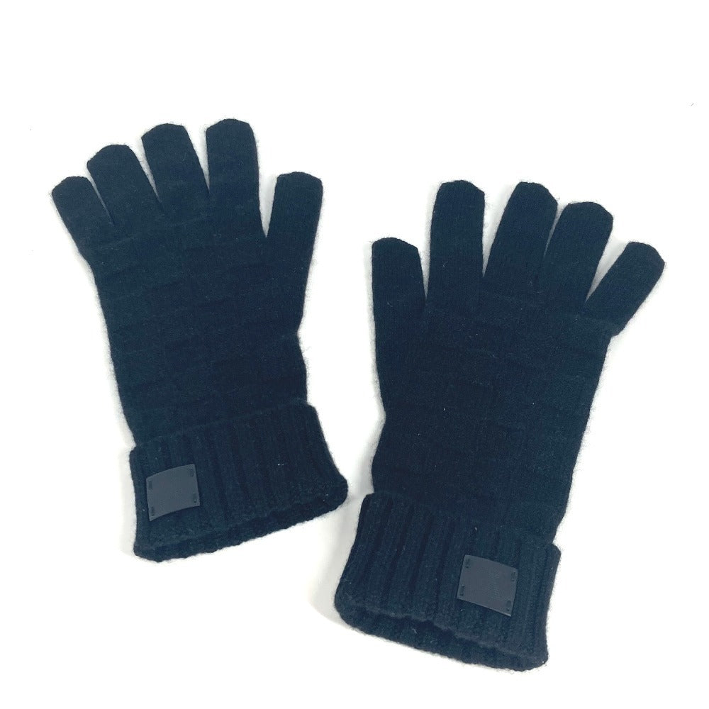 LOUIS VUITTON gloves M72682 cashmere black Leather Patches Gon Helsinki Damier