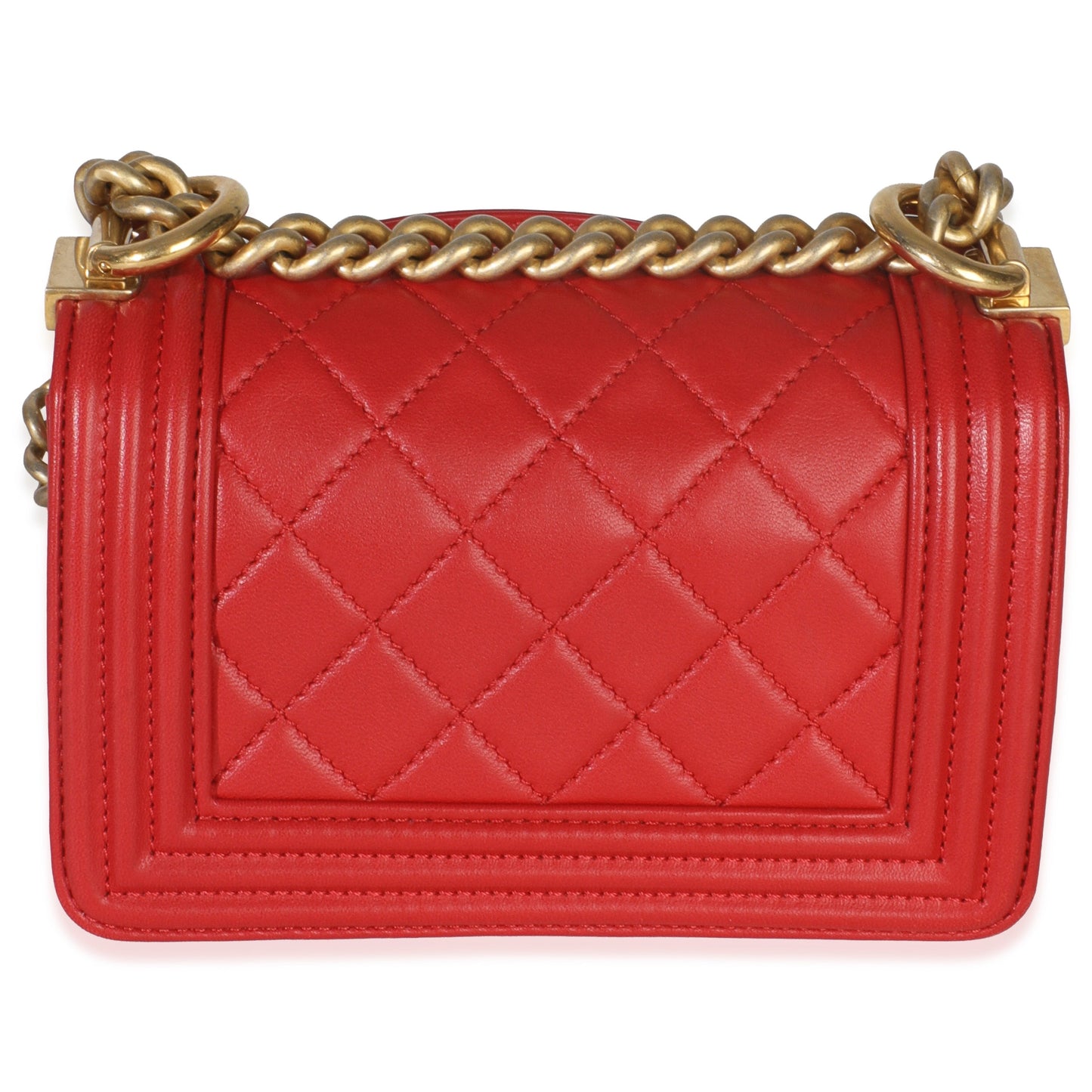 Chanel Red Quilted Lambskin Mini Boy Bag
