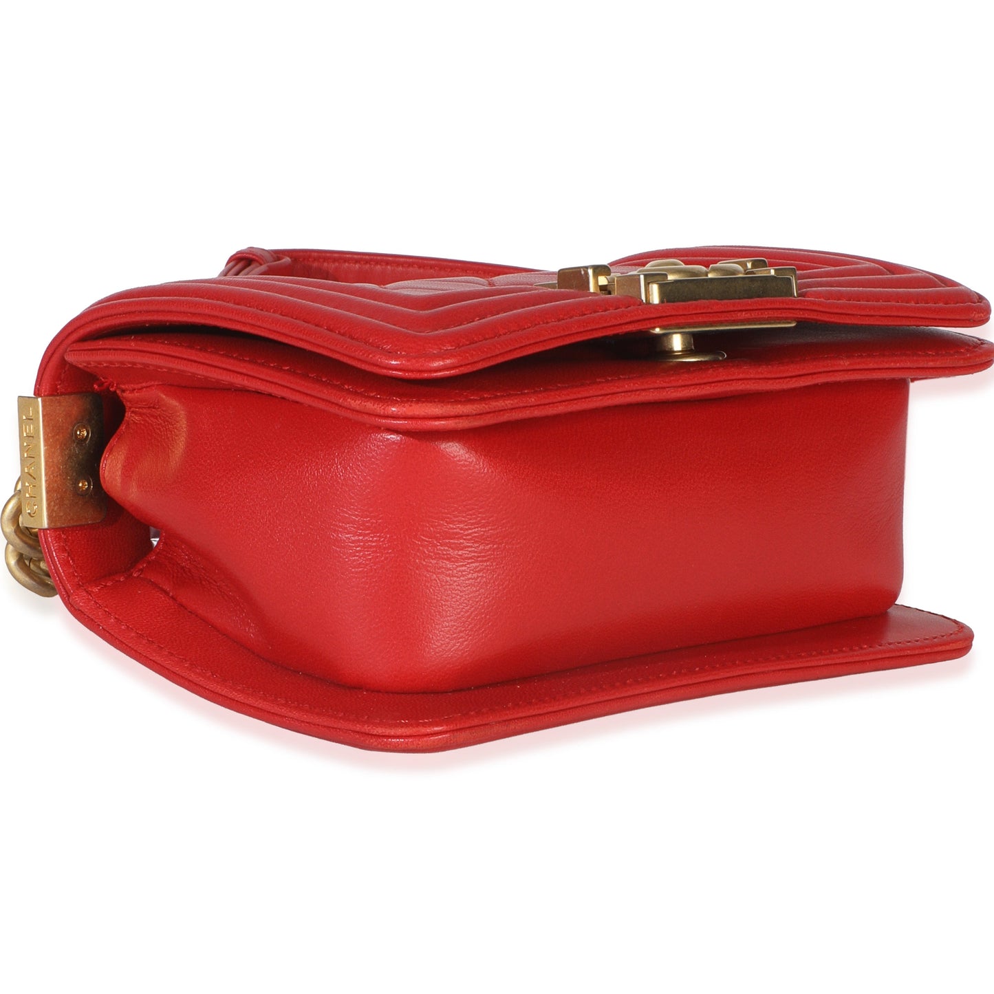 Chanel Red Quilted Lambskin Mini Boy Bag