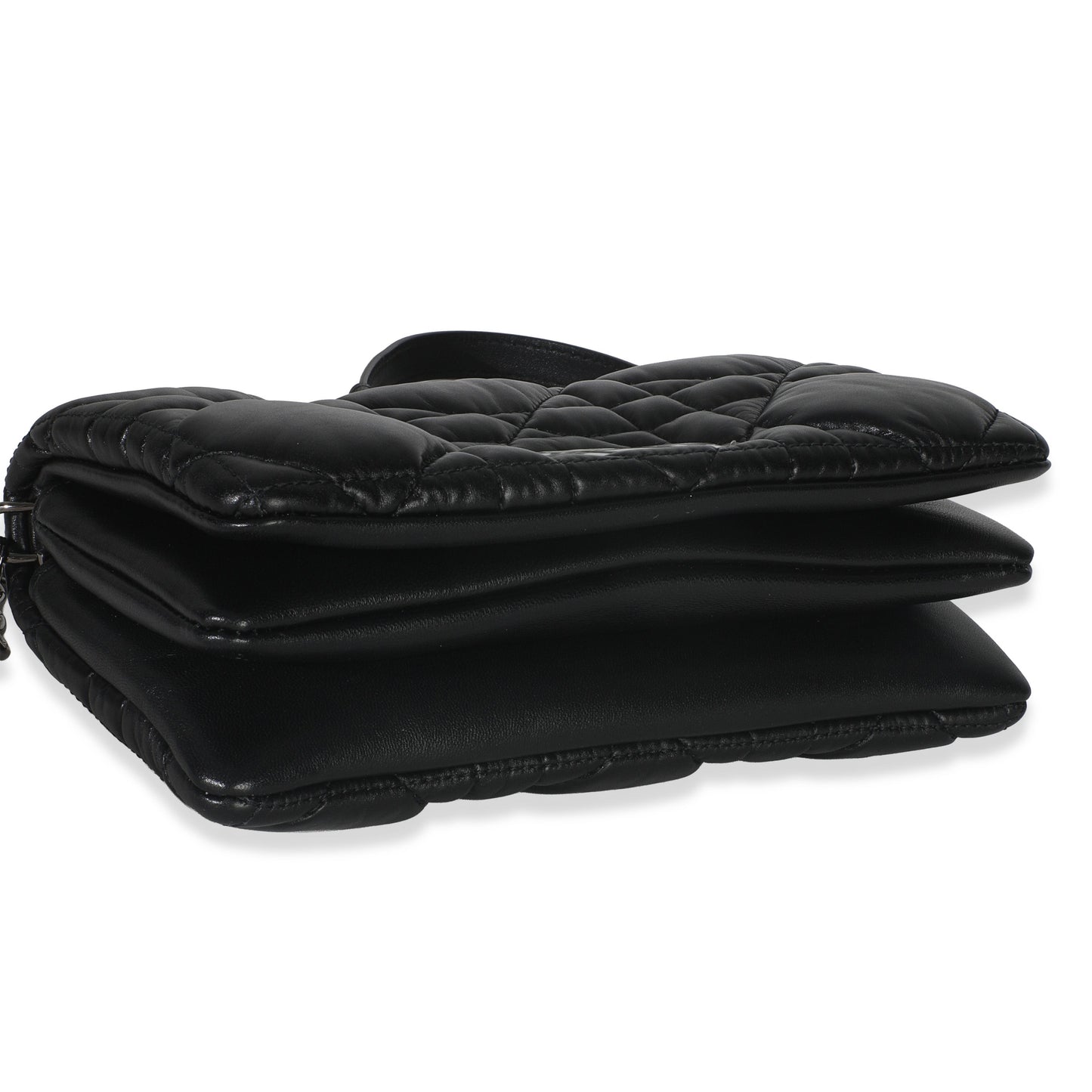 Dior Black Puffy Calfskin Macrocannage Mini Caro Bag