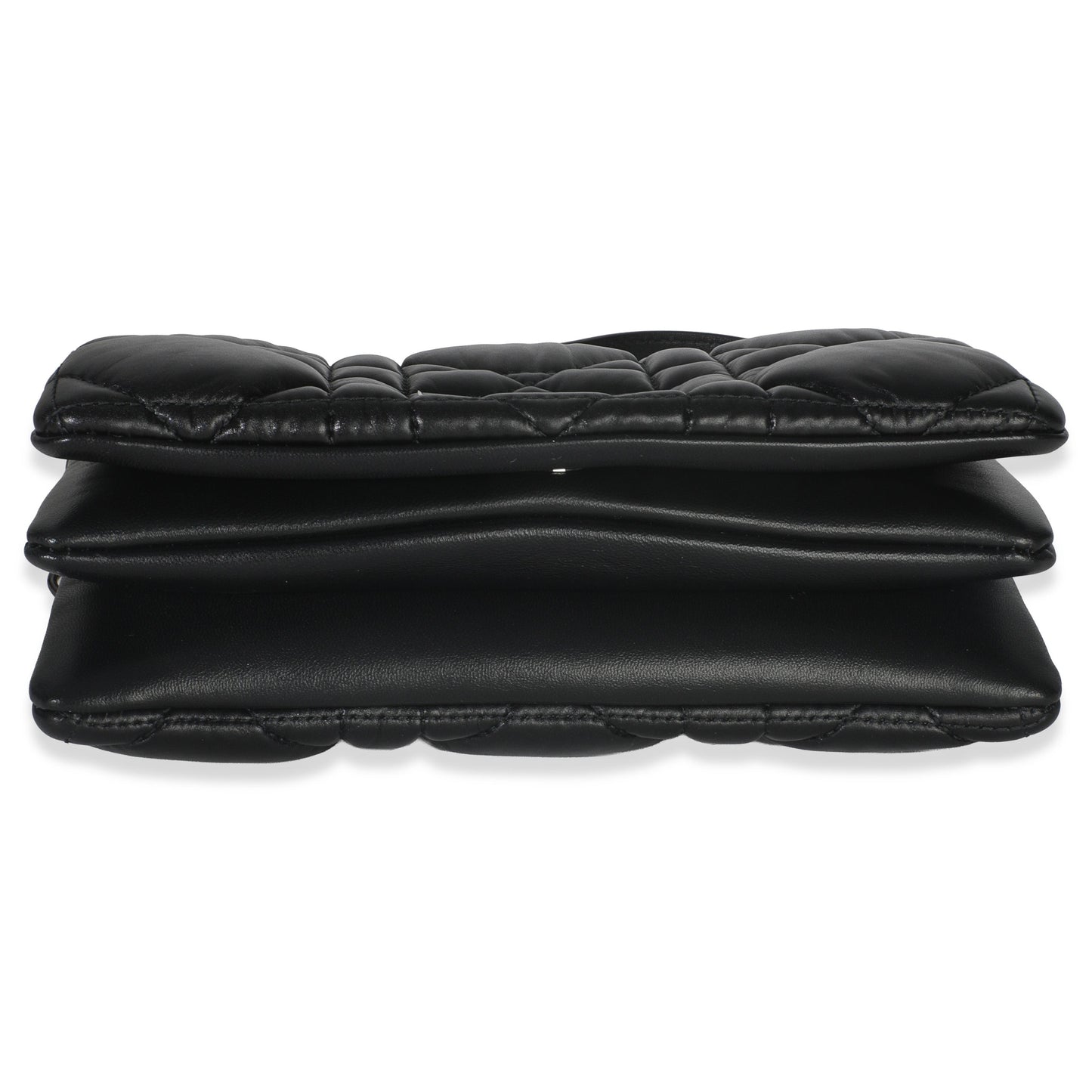 Dior Black Puffy Calfskin Macrocannage Mini Caro Bag