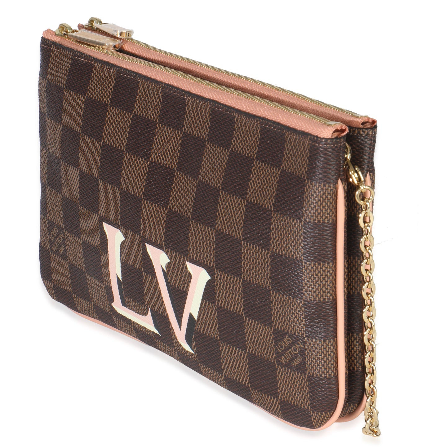 Louis Vuitton Damier Ebene Canvas Double Zip Pochette