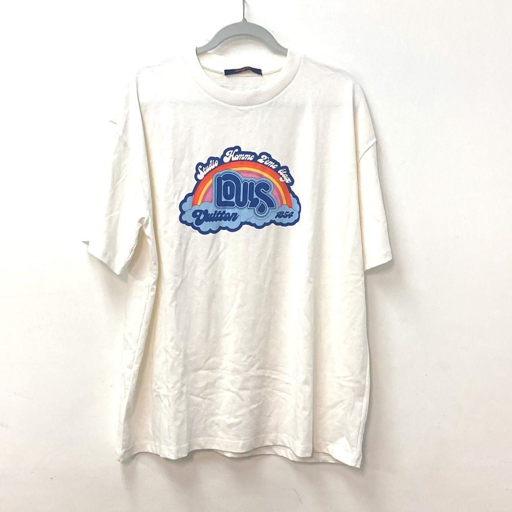 LOUIS VUITTON Short sleeve T-shirt 1AB4UP cotton white 23Stainless Steel rainbow printed t-shirt mens L