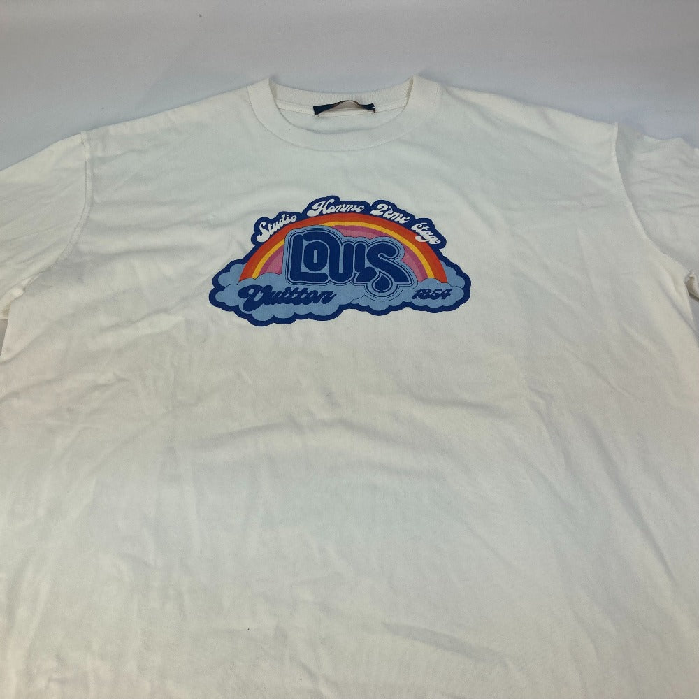 LOUIS VUITTON Short sleeve T-shirt 1AB4UP cotton white 23Stainless Steel rainbow printed t-shirt mens L
