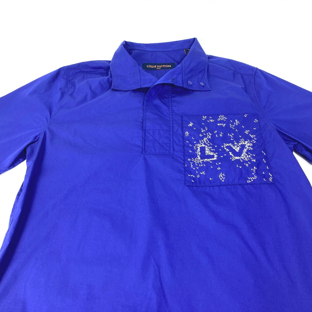 LOUIS VUITTON Short sleeve shirt Cotton, Nylon blue 22Stainless Steel LV spread short sleeve mens XS